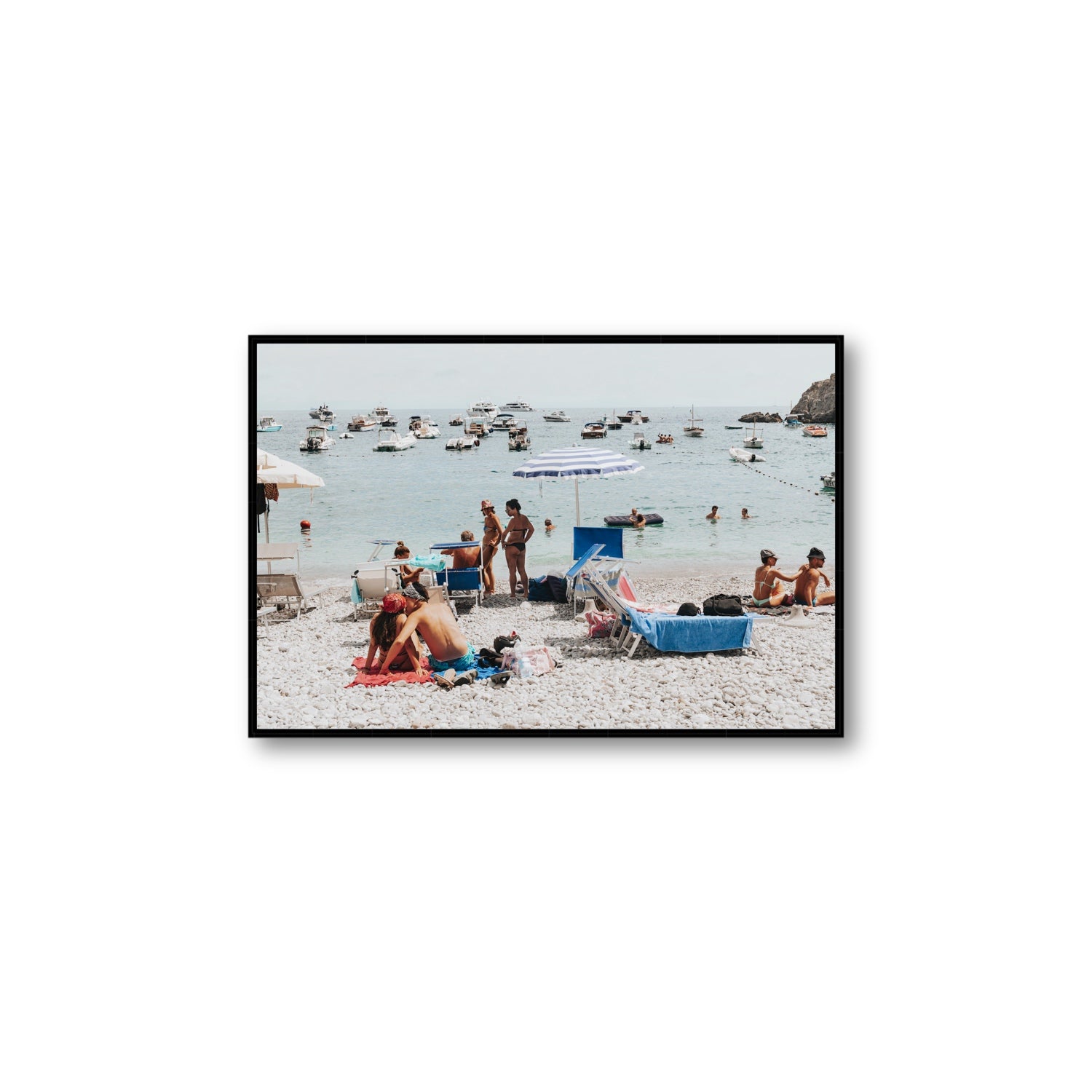 The Kiss Nerano wall art Large fine art canvas in black float frame