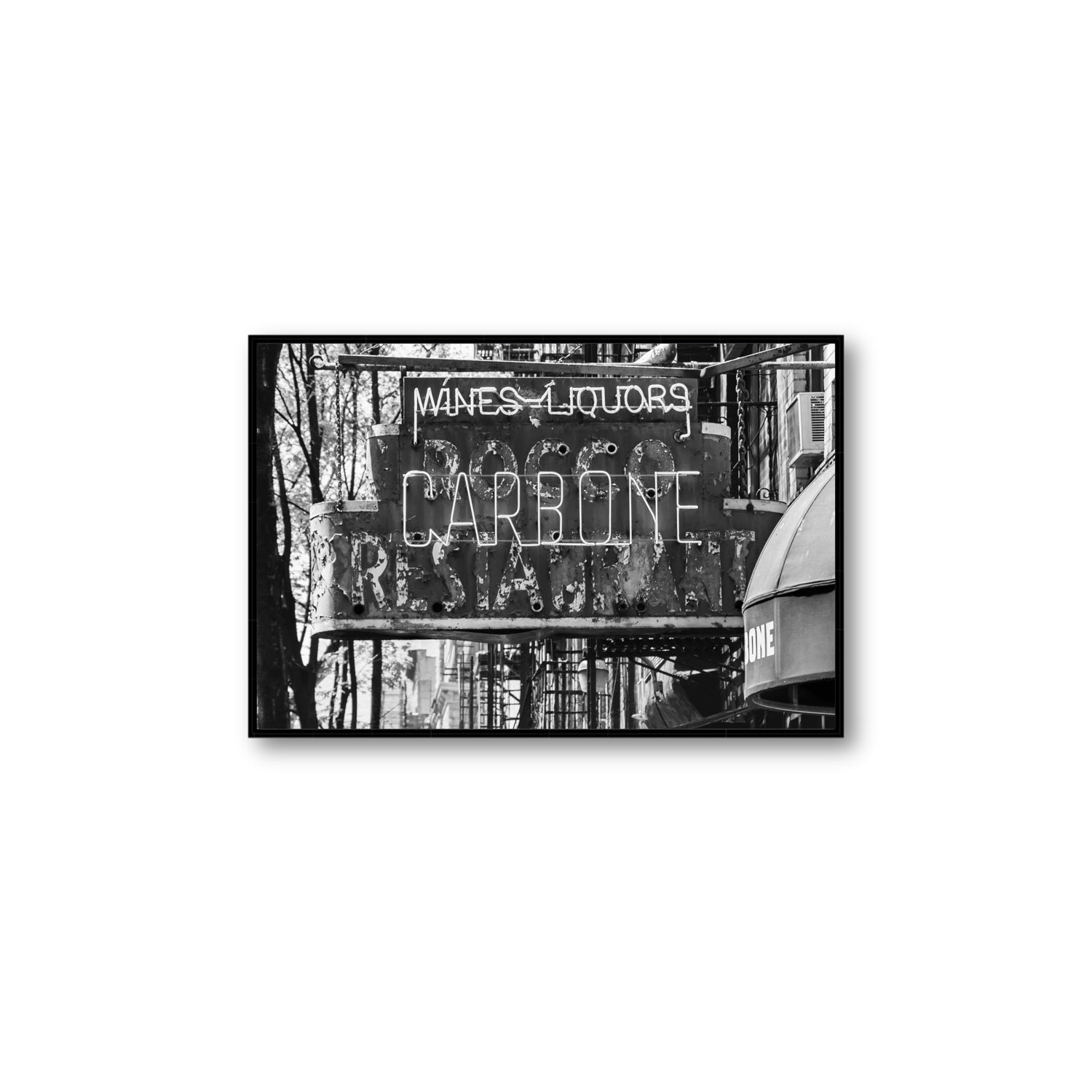 Thompson Street New York NYC Black & White wall art Large fine art canvas in black float frame