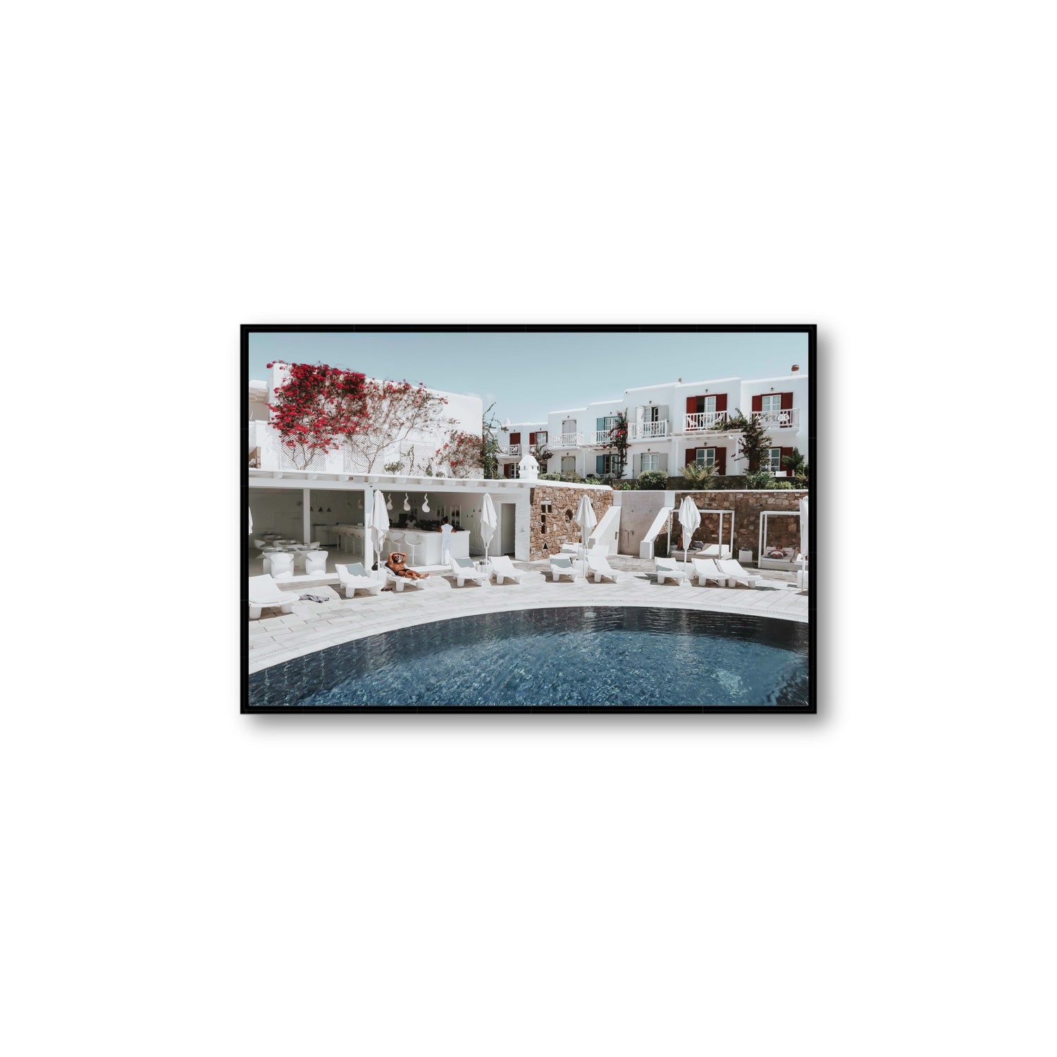 Got The First Lounge fine art print, Mykonos, Greece, Large, Black Float Frame, Fine Art Canvas