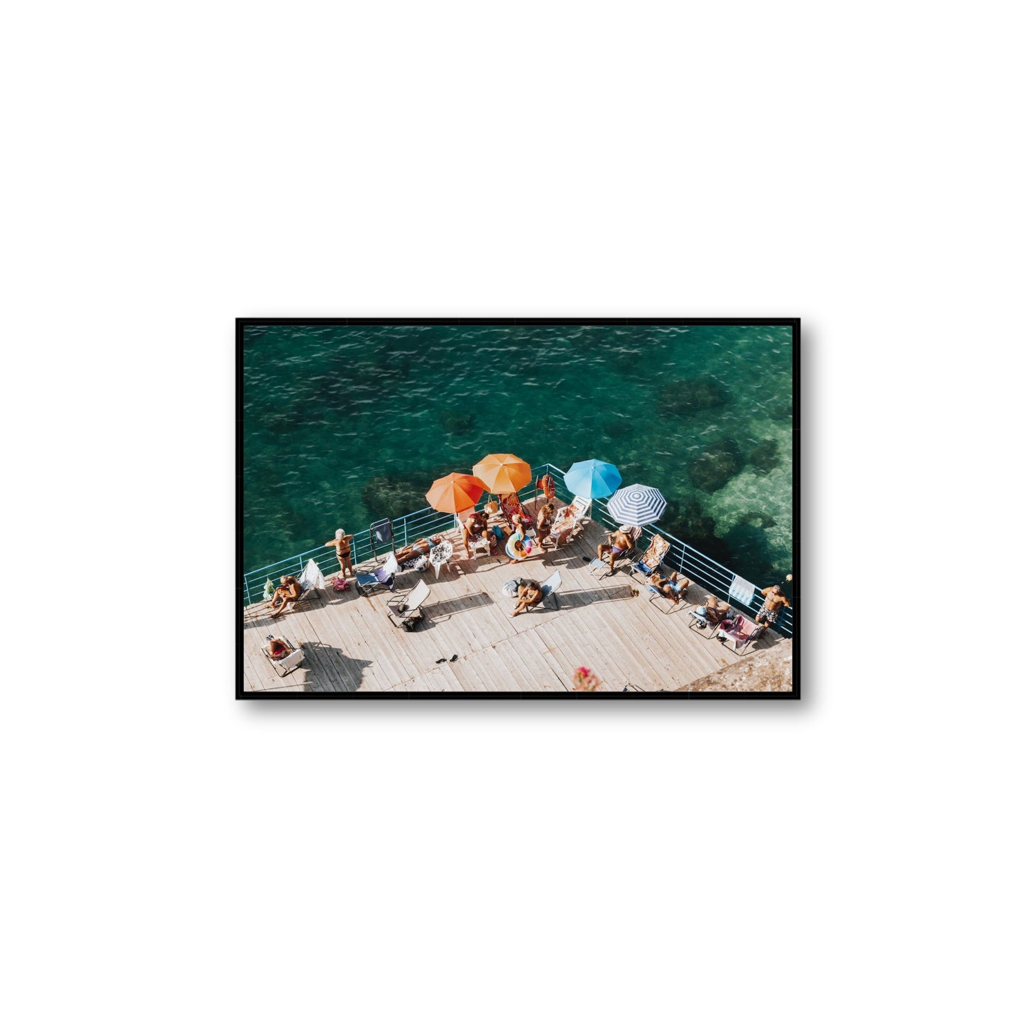 Il Dolce Far Niente Sorrento coastal wall art Large fine art canvas in black float frame