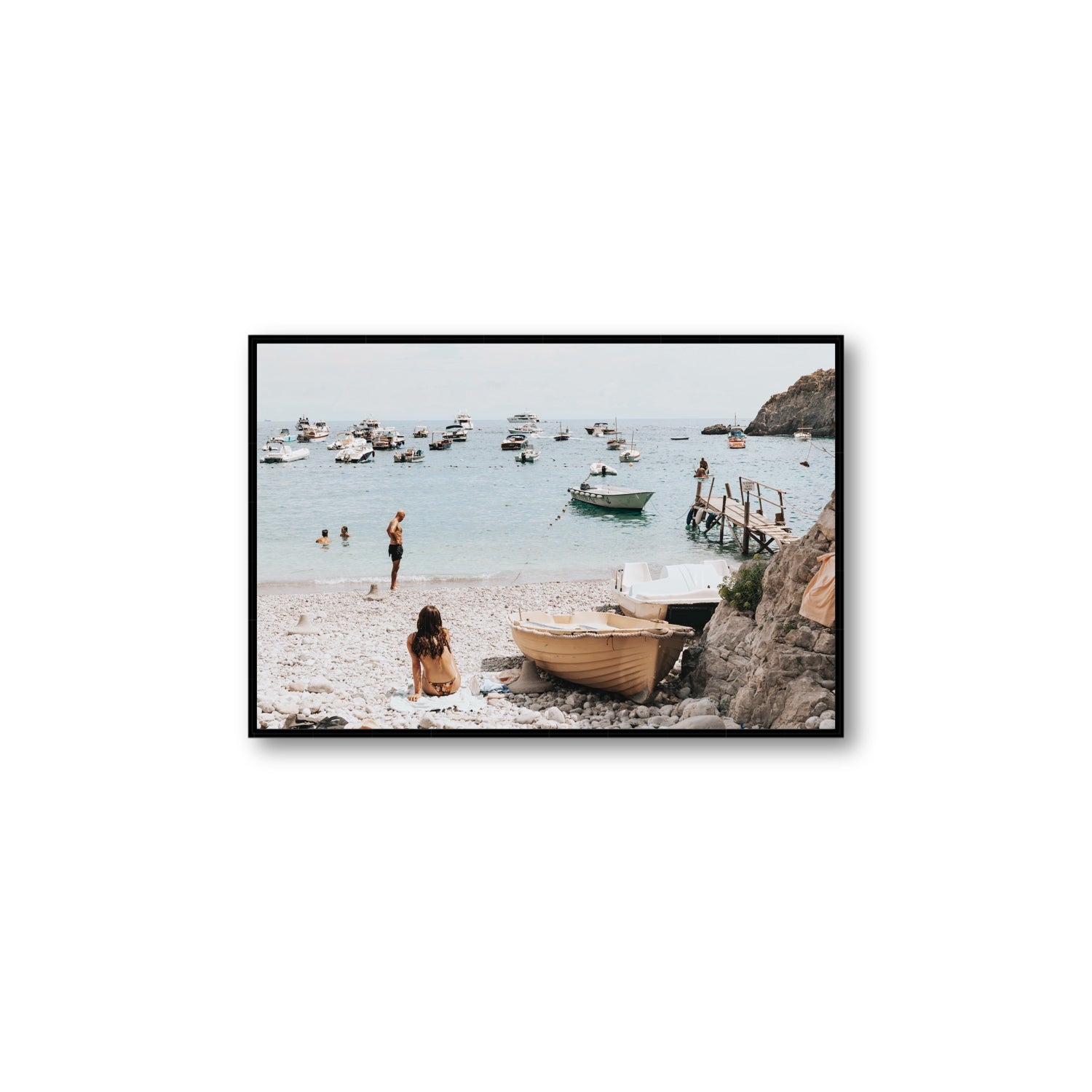 L'Osservatore Nerano wall art Large fine art canvas in black float frame
