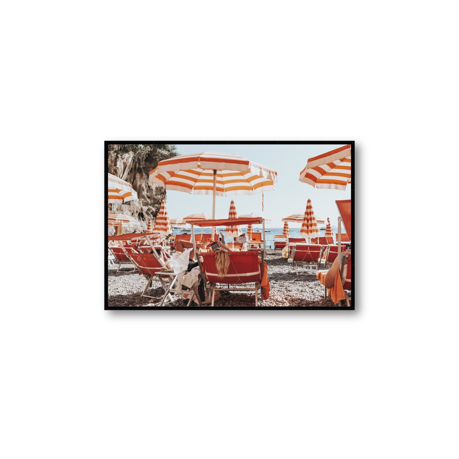Digital Dreamer fine art print, Positano, Italy, Large, Black Float Frame, Fine Art Canvas