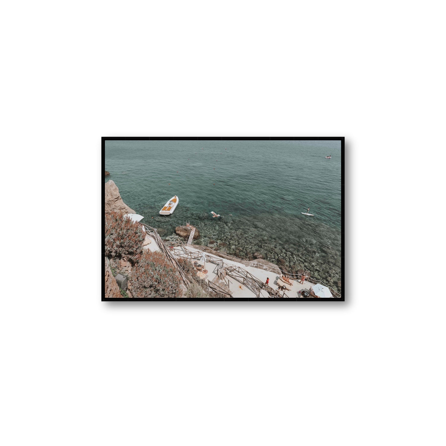 The Lagoon Tuscany coastal Italian wall art Large fine art canvas in black float frame