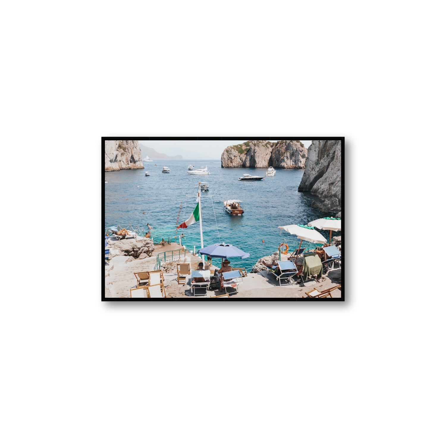 Smooth Sailing fine art print, Capri, Italy, Large, Black Float Frame, Fine Art Canvas