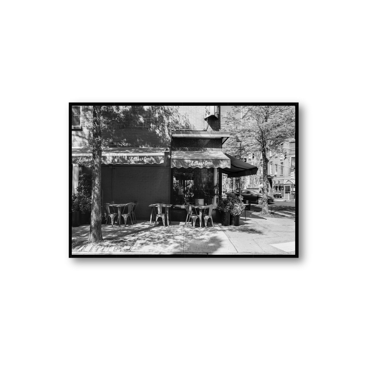 Arthur's Corner New York NYC Restaurant wall art Extra Large fine art canvas in black float frame