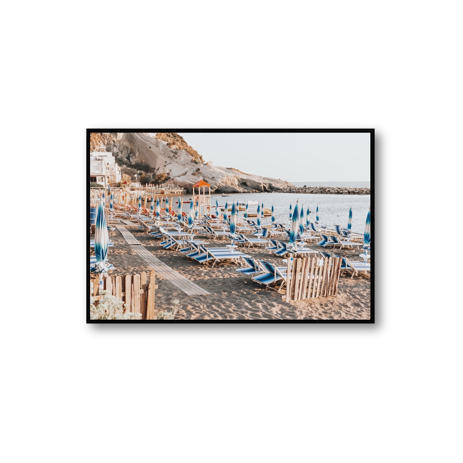 Sandy Daydreams fine art print, Ischia, Italy, Extra Large, Black Float Frame, Fine Art Canvas