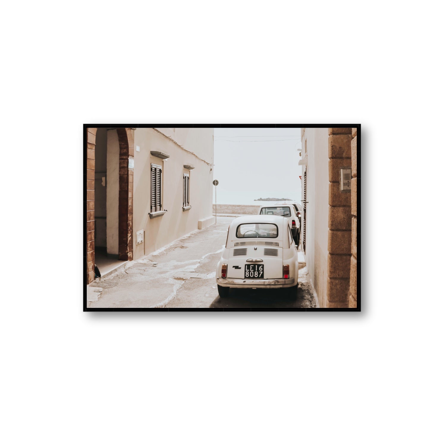 Bambini Lane Puglia Italian wall art Extra Large fine art canvas in black float frame