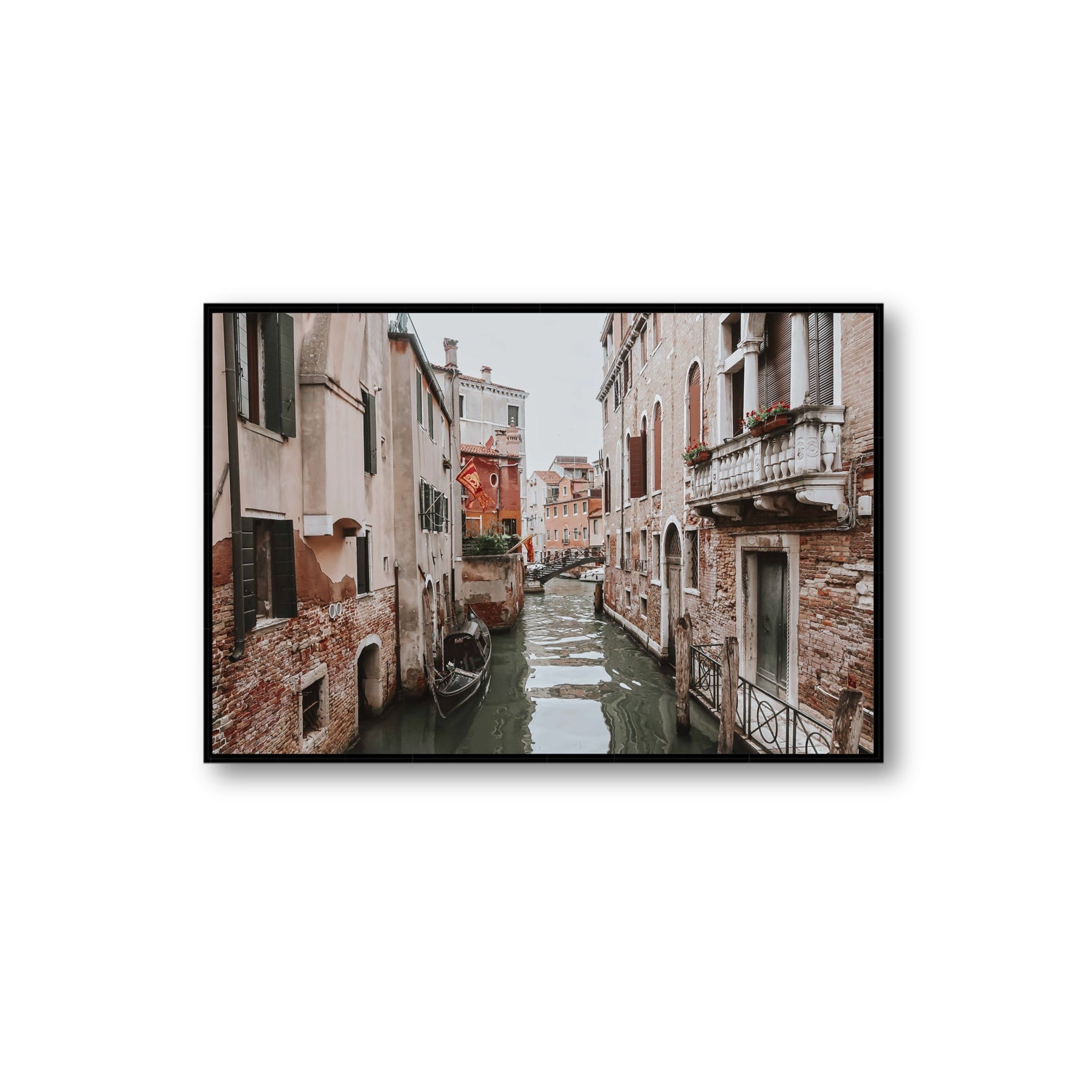 Venetian Gothic Venice Canal Italian wall art Extra Large fine art canvas in black float frame