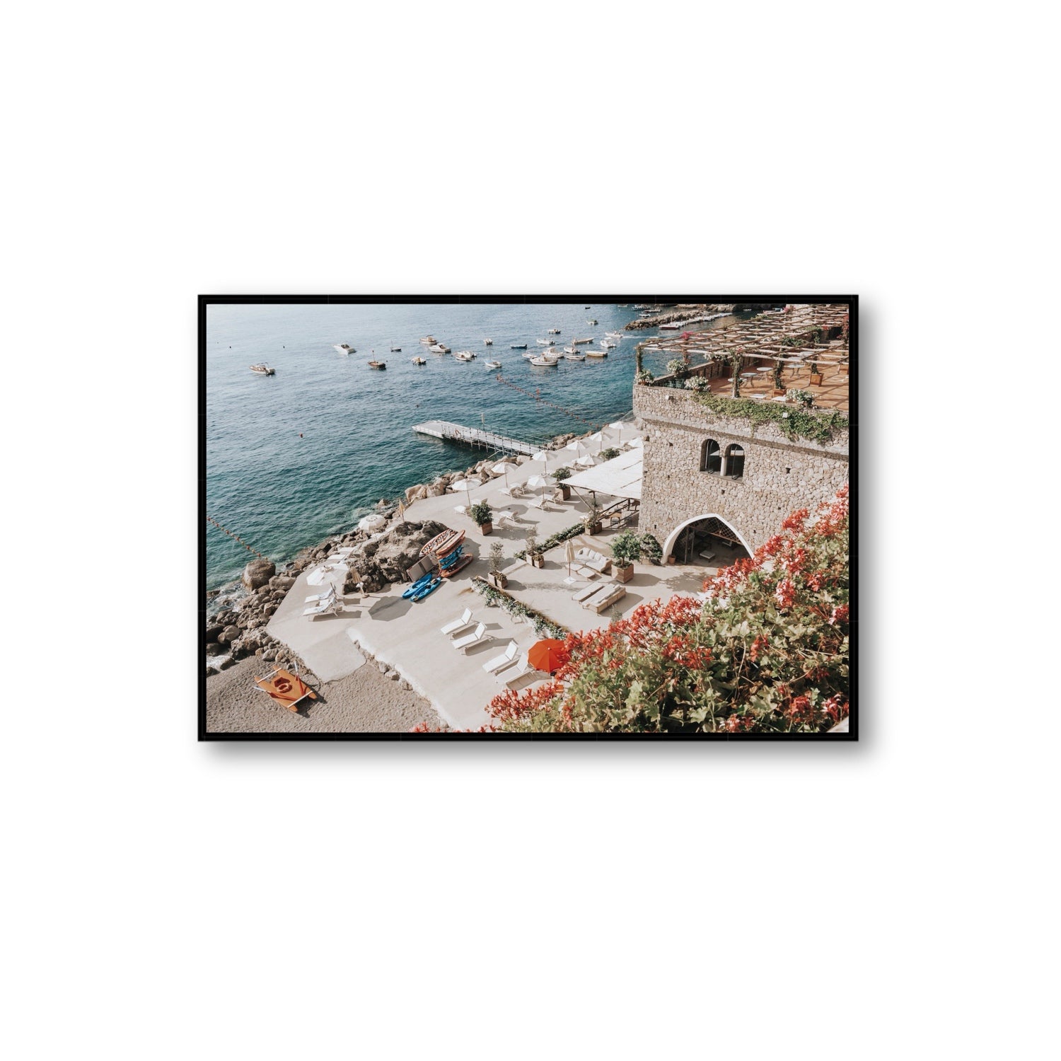 Floral Fortress fine art print, Amalfi, Italy, Extra Large, Black Float Frame, Fine Art Canvas