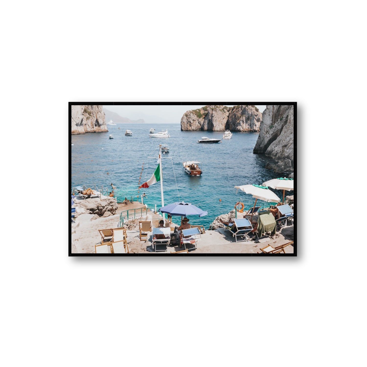 Smooth Sailing fine art print, Capri, Italy, Extra Large, Black Float Frame, Fine Art Canvas