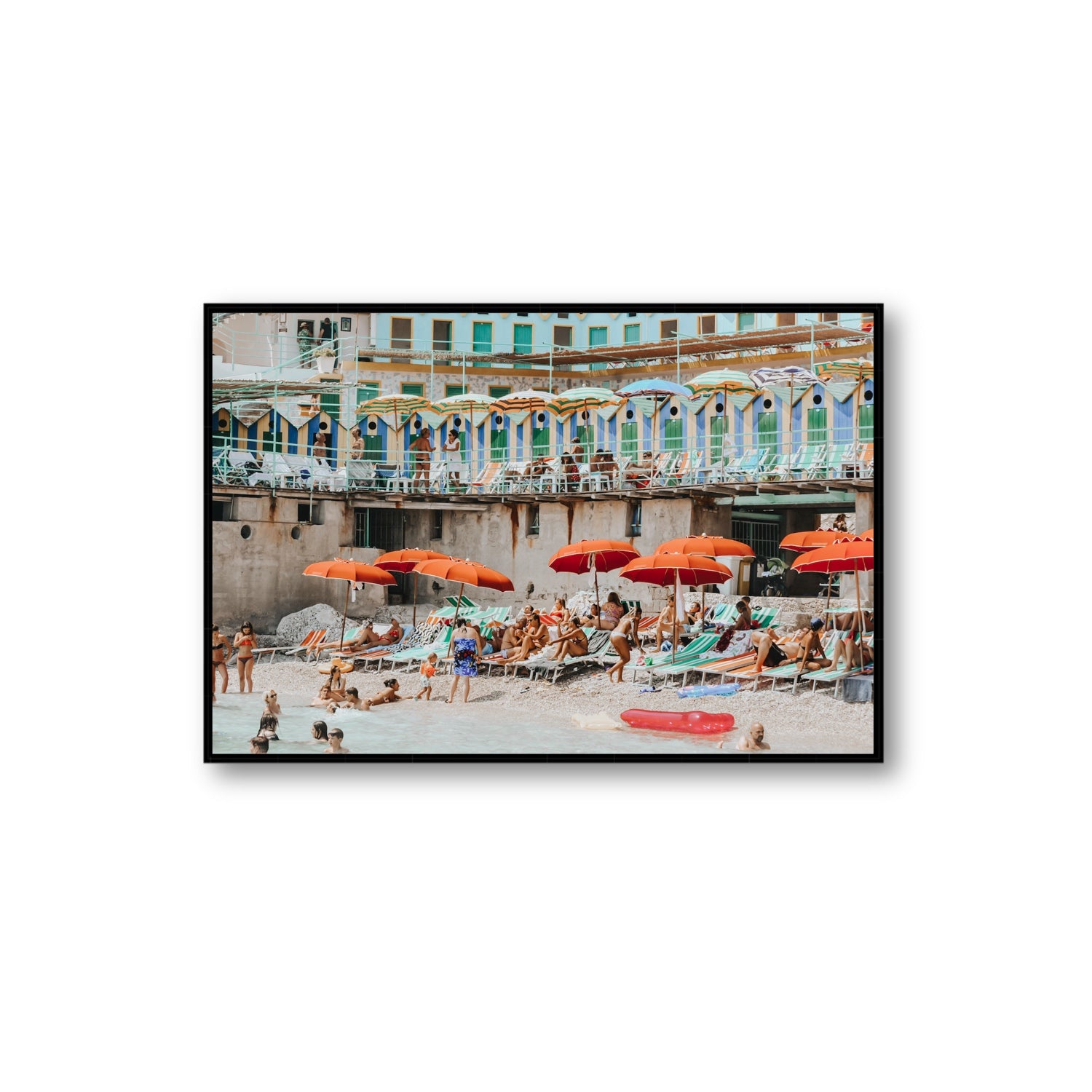 Umbrella Fiesta fine art print, Capri, Italy, Extra Large, Black Float Frame, Fine Art Canvas