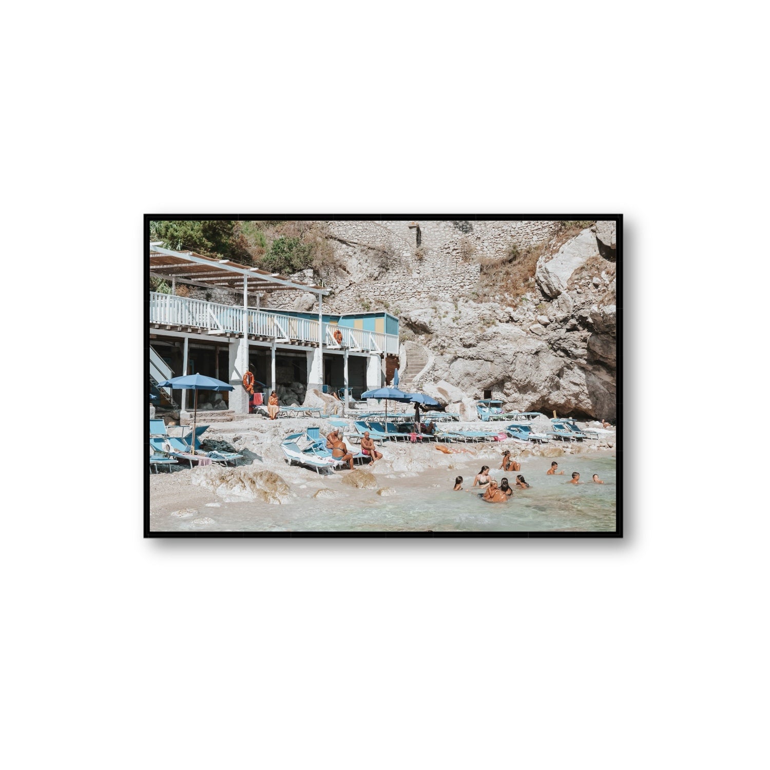 Beachside Bronze fine art print, Capri, Italy, Extra Large, Black Float Frame, Fine Art Canvas