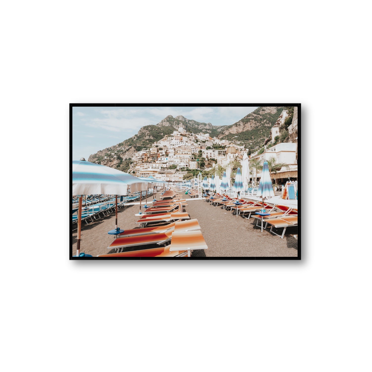 Spiaggia Grande fine art print, Positano, Italy, Extra Large, Black Float Frame, Fine Art Canvas