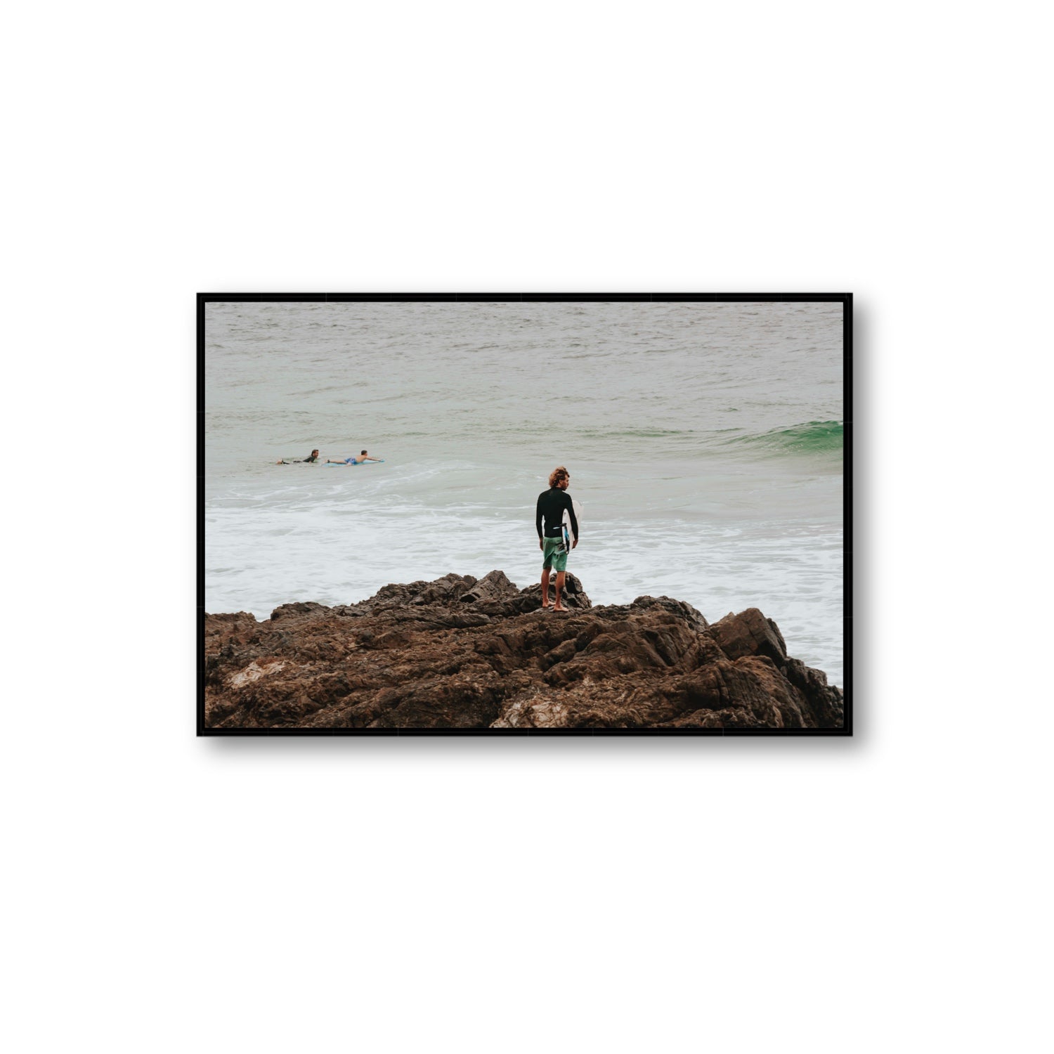 Let The Sea Set You Free Byron Bay Surf wall art Extra Large fine art canvas in black float frame