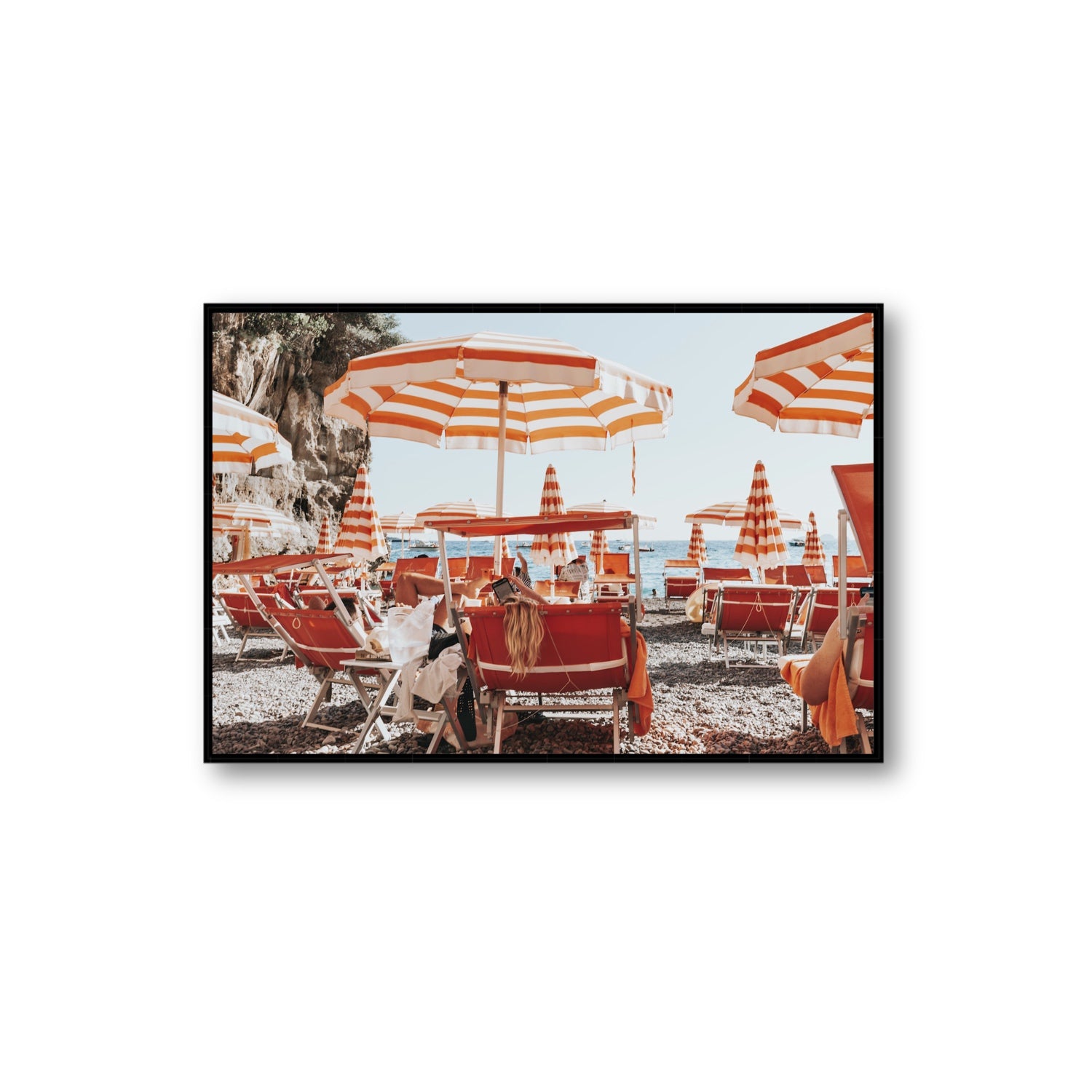 Digital Dreamer fine art print, Positano, Italy, Extra Large, Black Float Frame, Fine Art Canvas