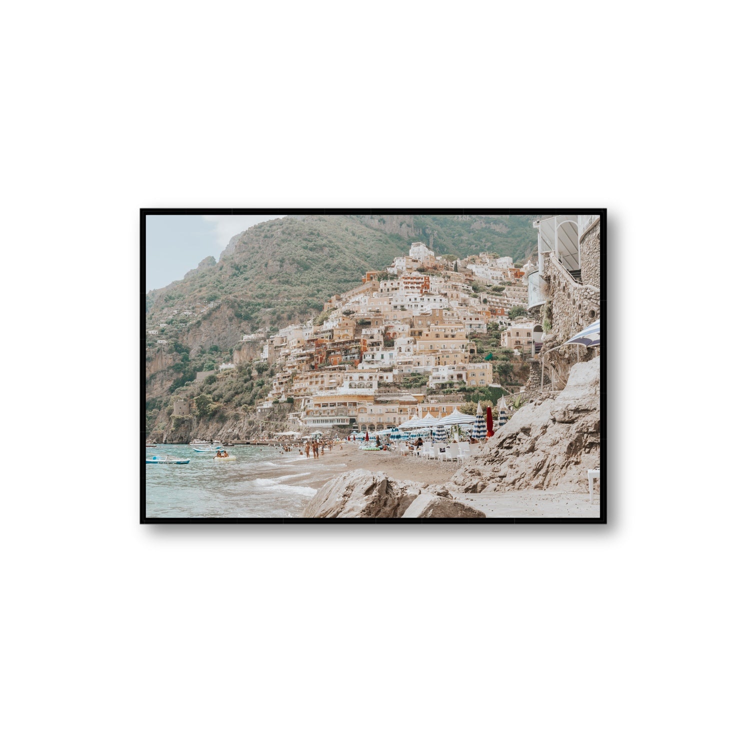 Sogno di Positano fine art print, Positano, Italy, Extra Large, Black Float Frame, Fine Art Canvas