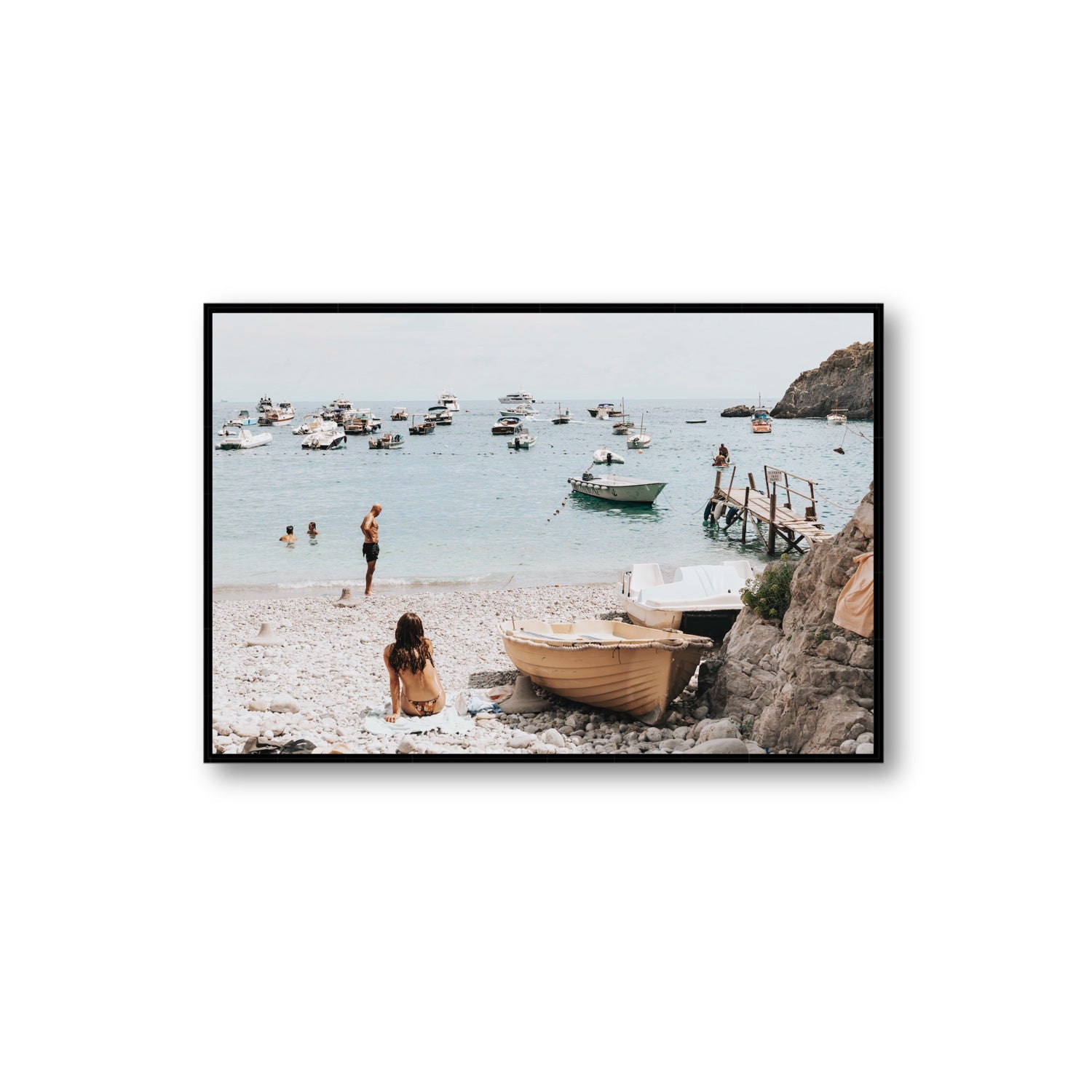 L'Osservatore Nerano wall art Extra Large fine art canvas in black float frame