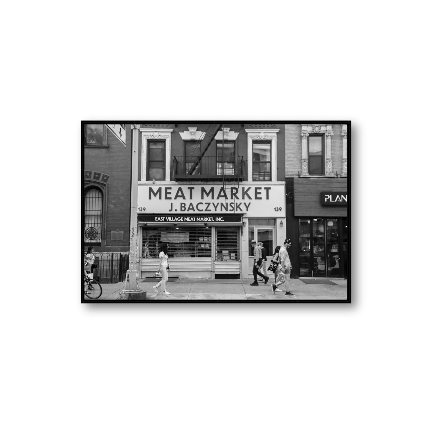 Meat District New York NYC Black & White wall art Extra Large fine art canvas in black float frame