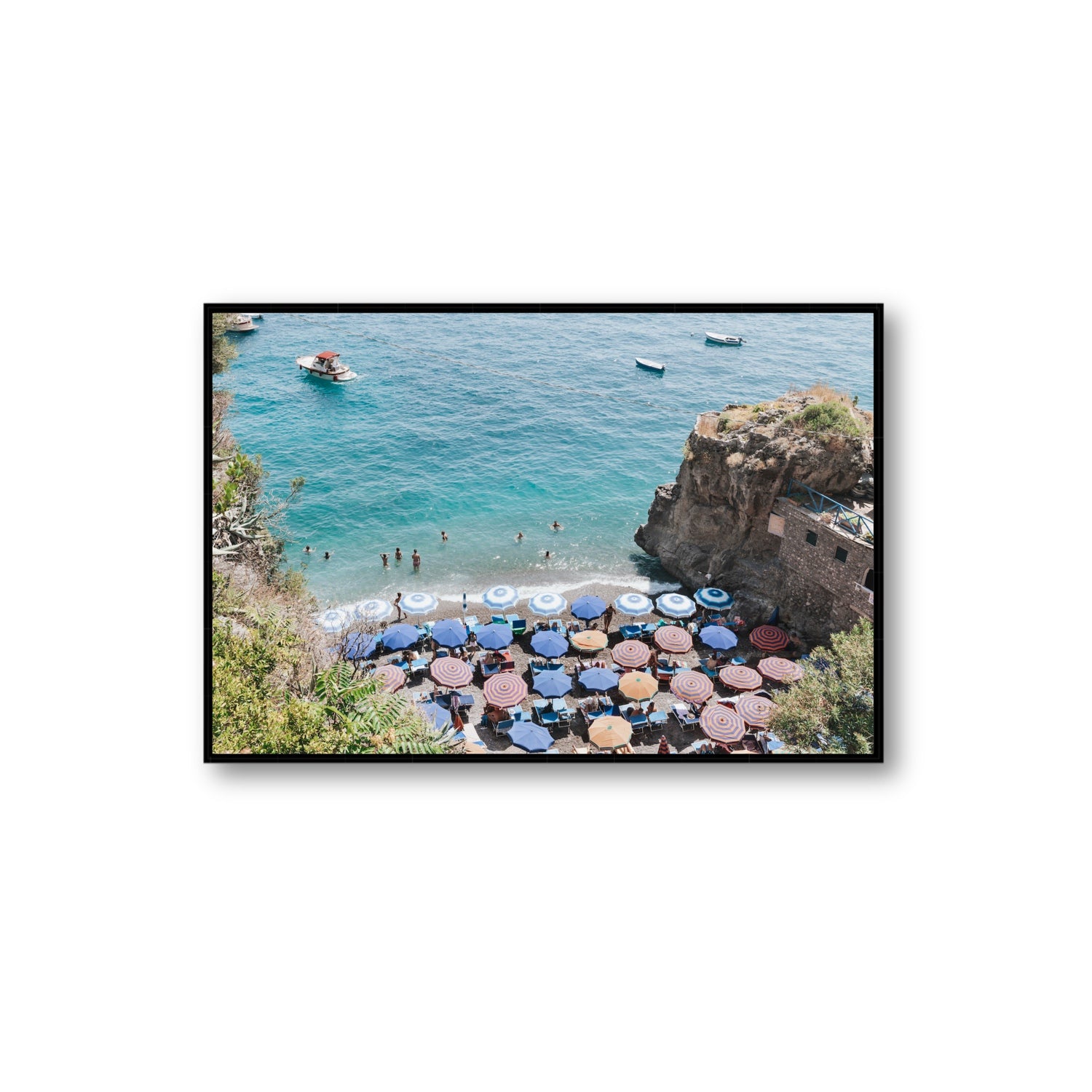 The Cove fine art print, Positano, Italy, Extra Large, Black Float Frame, Fine Art Canvas