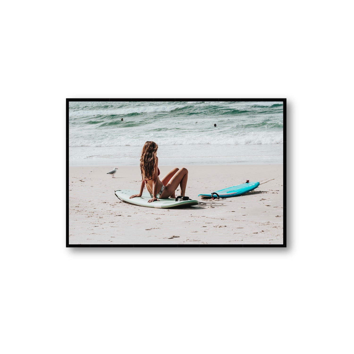 Ciao Bella Byron Bay Surf coastal wall art Extra Large fine art canvas in black float frame