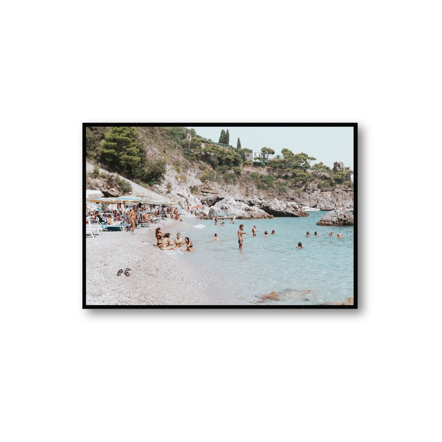 La Vacanza Amalfi Mediterranean wall art Extra Large fine art canvas in black float frame