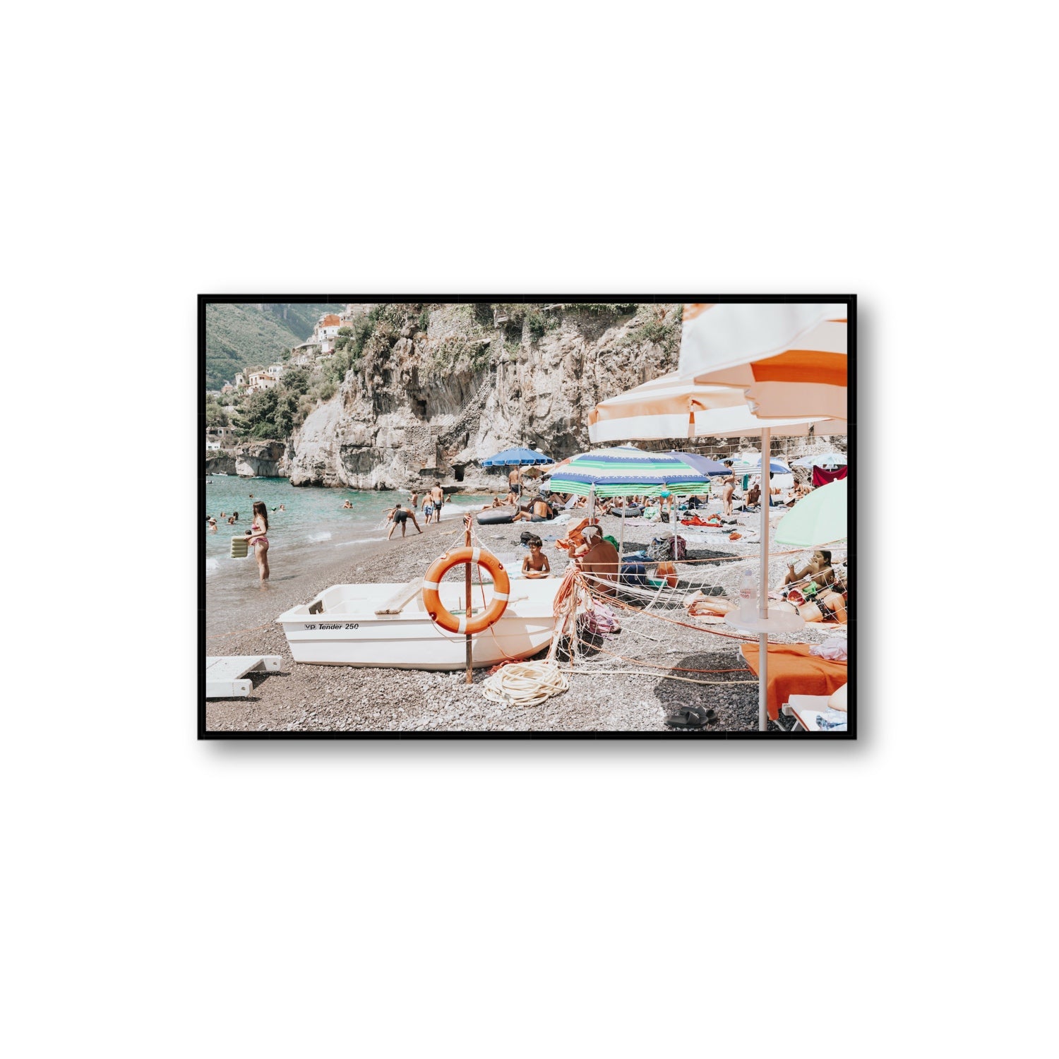 Bellezza By The Bay fine art print, Positano, Italy, Extra Large, Black Float Frame, Fine Art Canvas