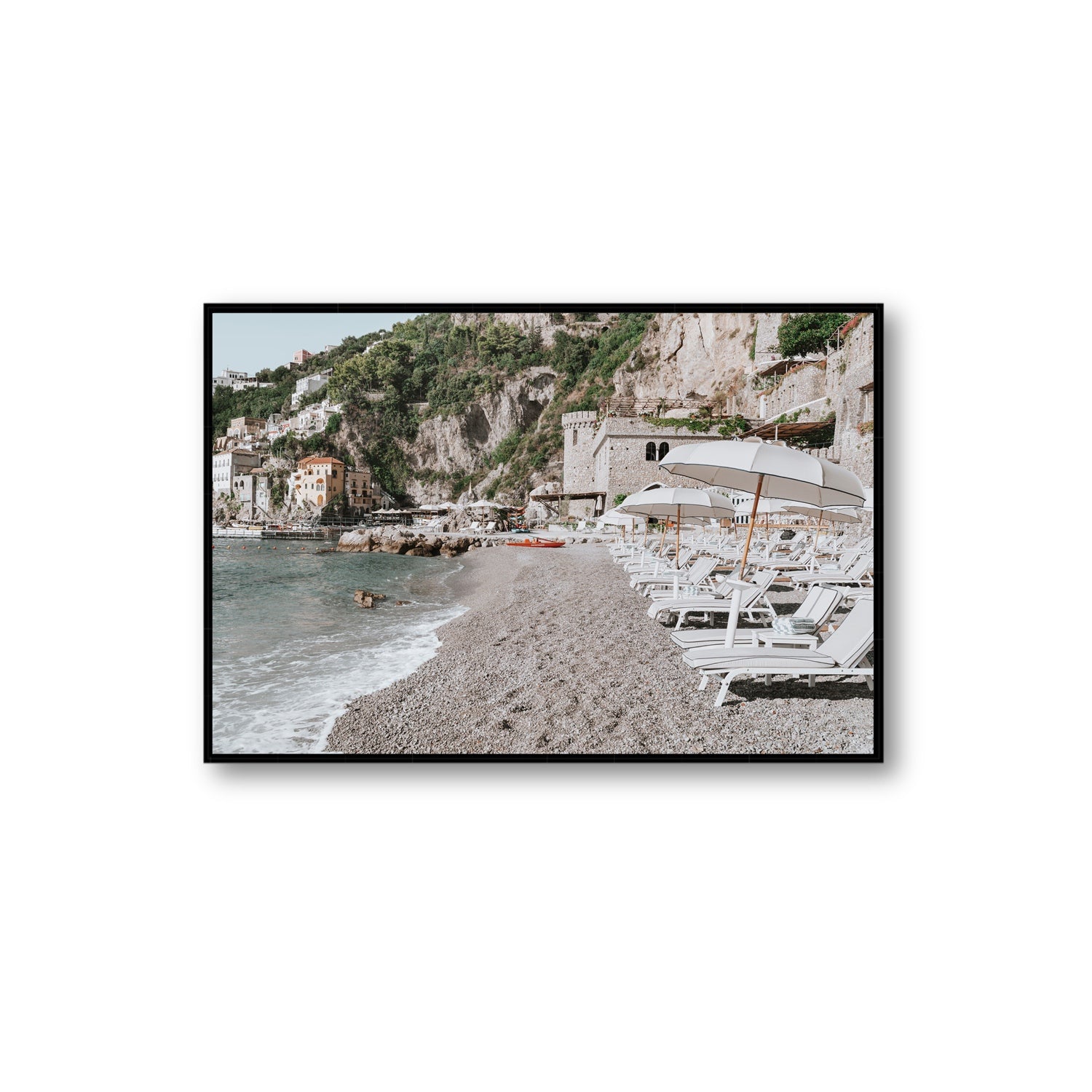 Borgo Santandrea fine art print, Amalfi, Italy, Extra Large, Black Float Frame, Fine Art Canvas