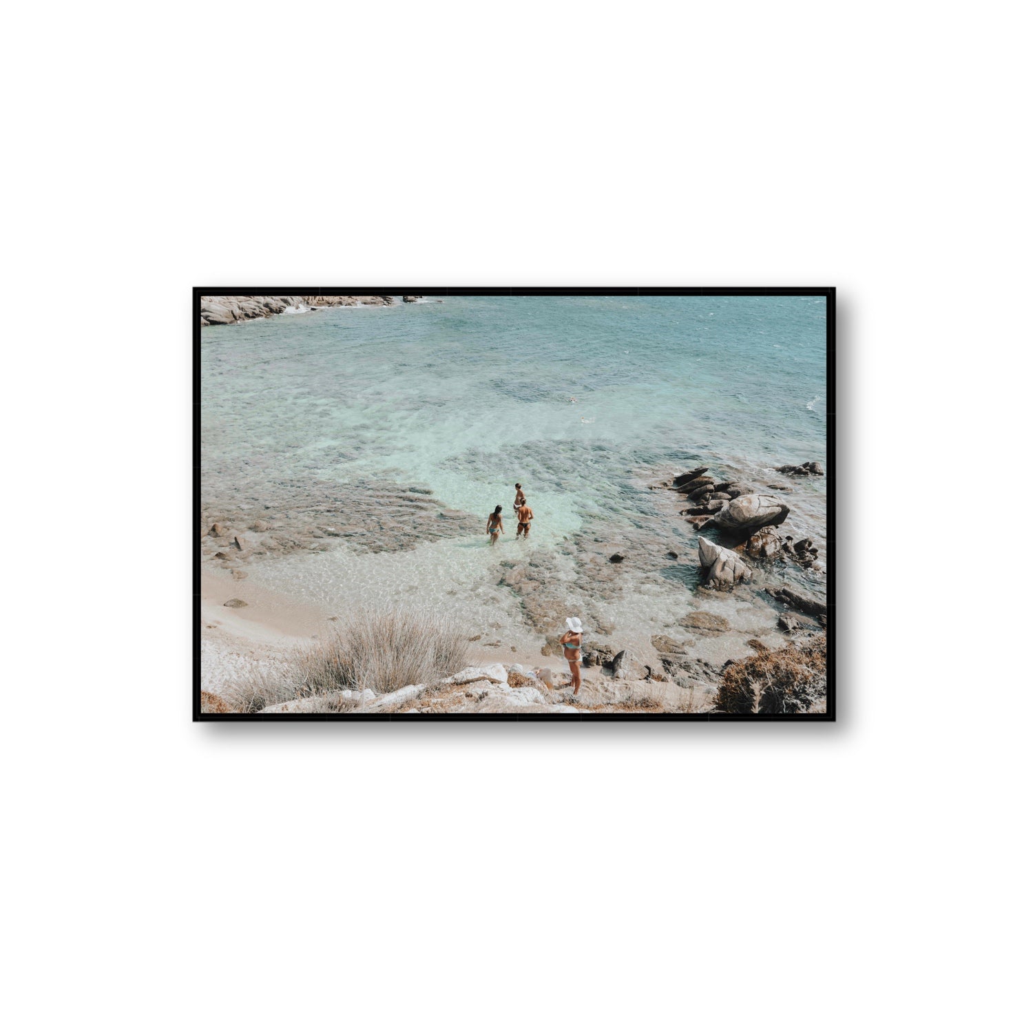 Easy On The Eyes Mykonos Greek island wall art Extra Large fine art canvas in black float frame