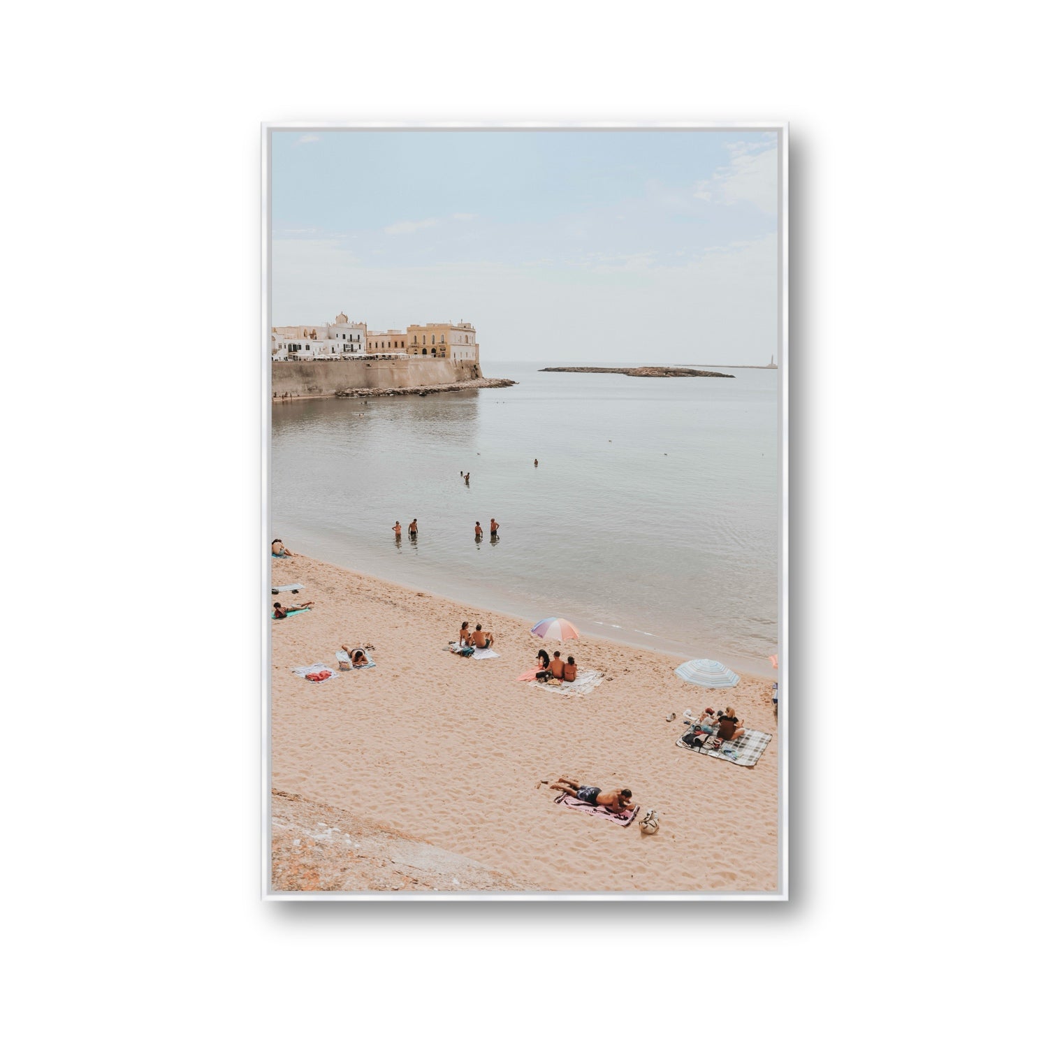 Spiaggia della Purita Puglia coastal art print Gallery fine art canvas in white float frame