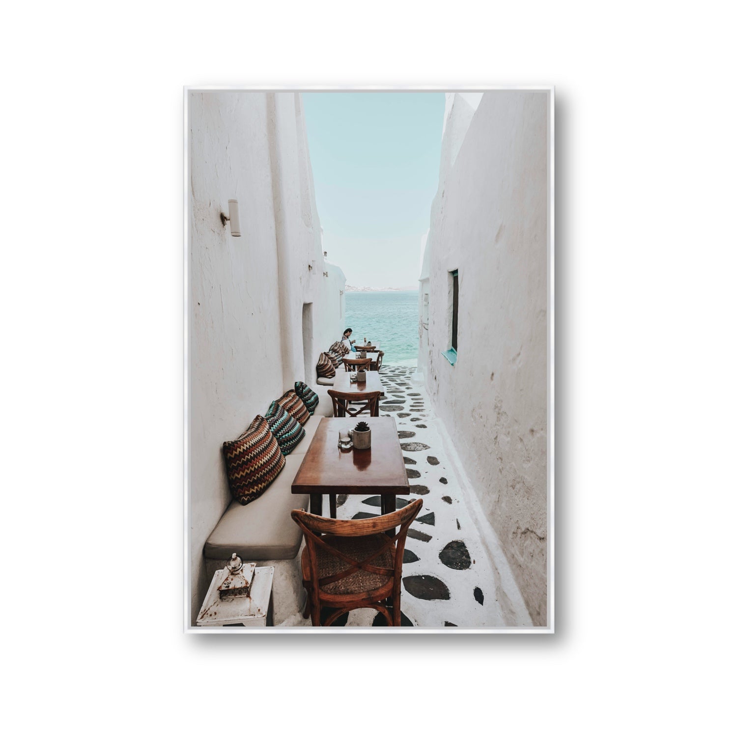 Trip Down Memory Lane fine art print, Mykonos, Greece, Gallery, White Float Frame, Fine Art Canvas