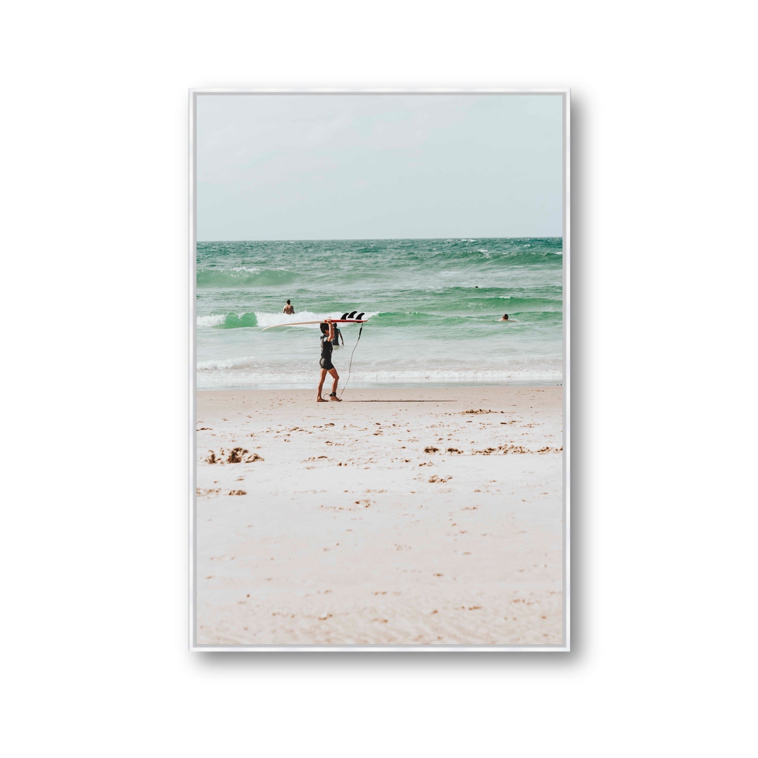 Grommet Byron Bay Surf coastal wall art Gallery fine art canvas in white float frame