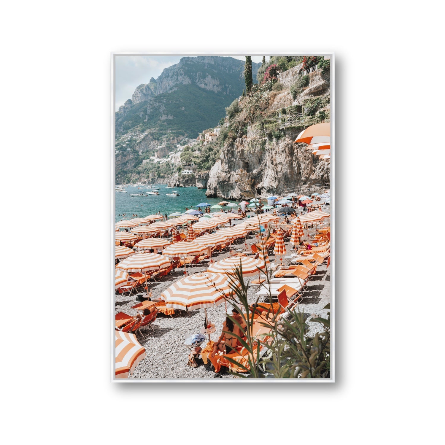 Bagni d'Arienzo Positano decor wall art Gallery fine art canvas in white float frame