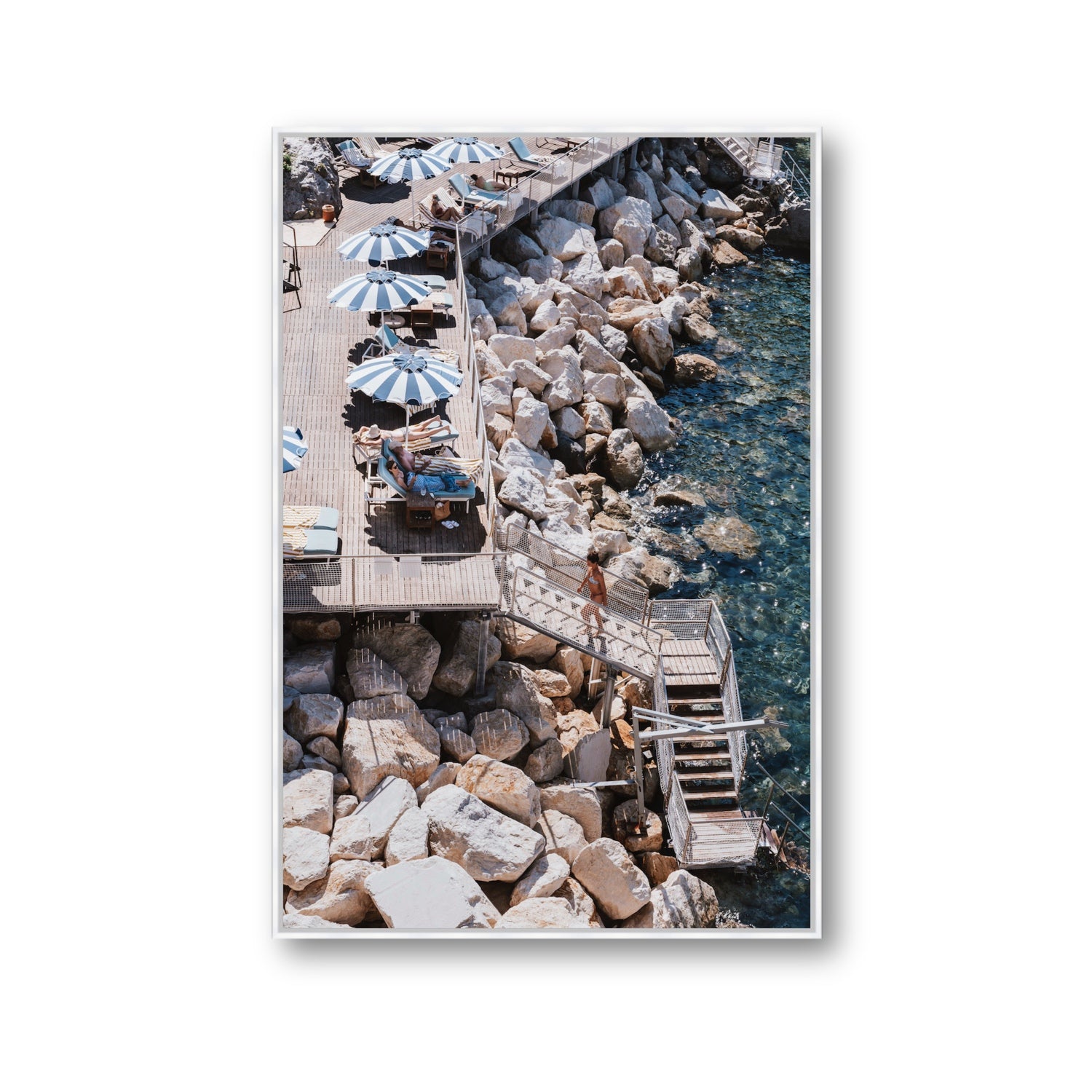 Life On The Shore fine art print, Ischia, Italy, Gallery, White Float Frame, Fine Art Canvas