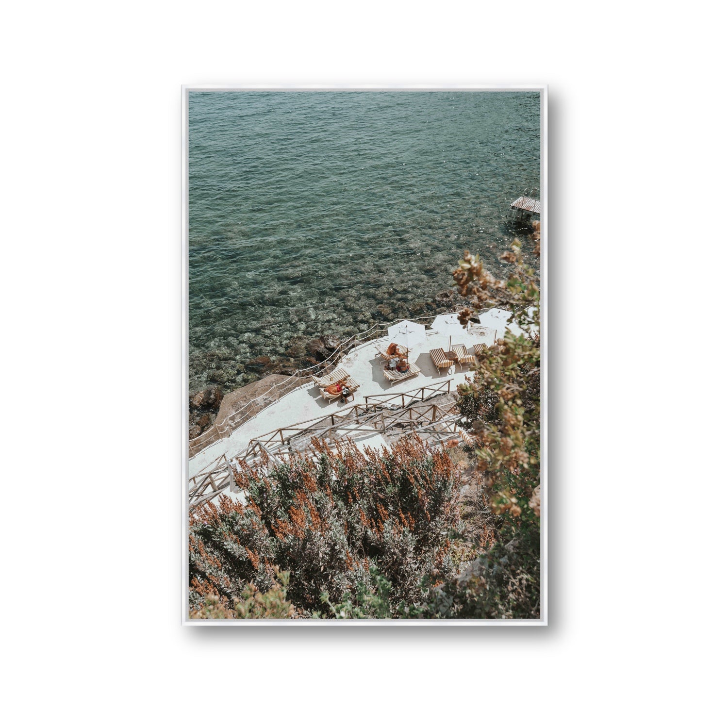 Hidden Gem Tuscany coastal wall art Gallery fine art canvas in white float frame