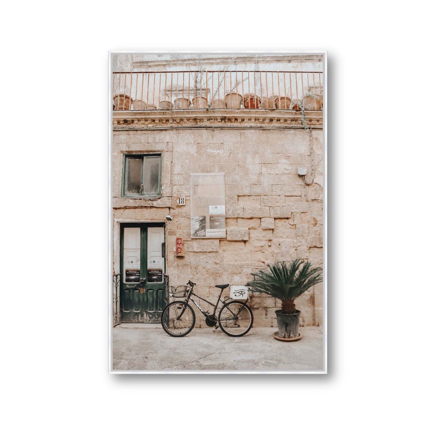 Golden Facades Puglia Lecce Italian wall art Gallery fine art canvas in white float frame