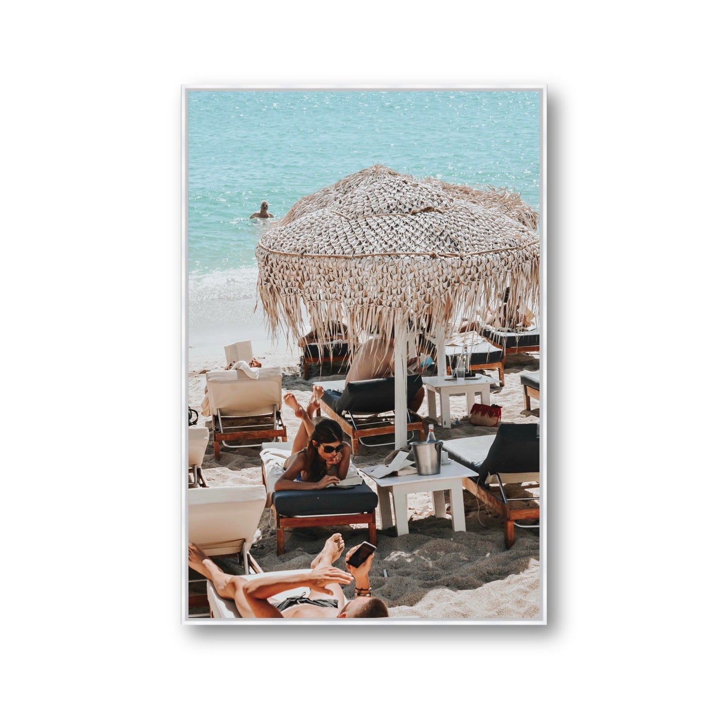 In The Zone Mykonos Greek island wall art Gallery fine art canvas in white float frame