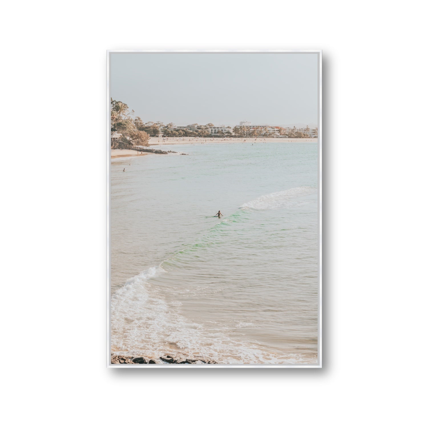 Salt Reverie fine art print, Noosa, Australia, coastal scenes artwork, Gallery, White Float Frame, Fine Art Canvas