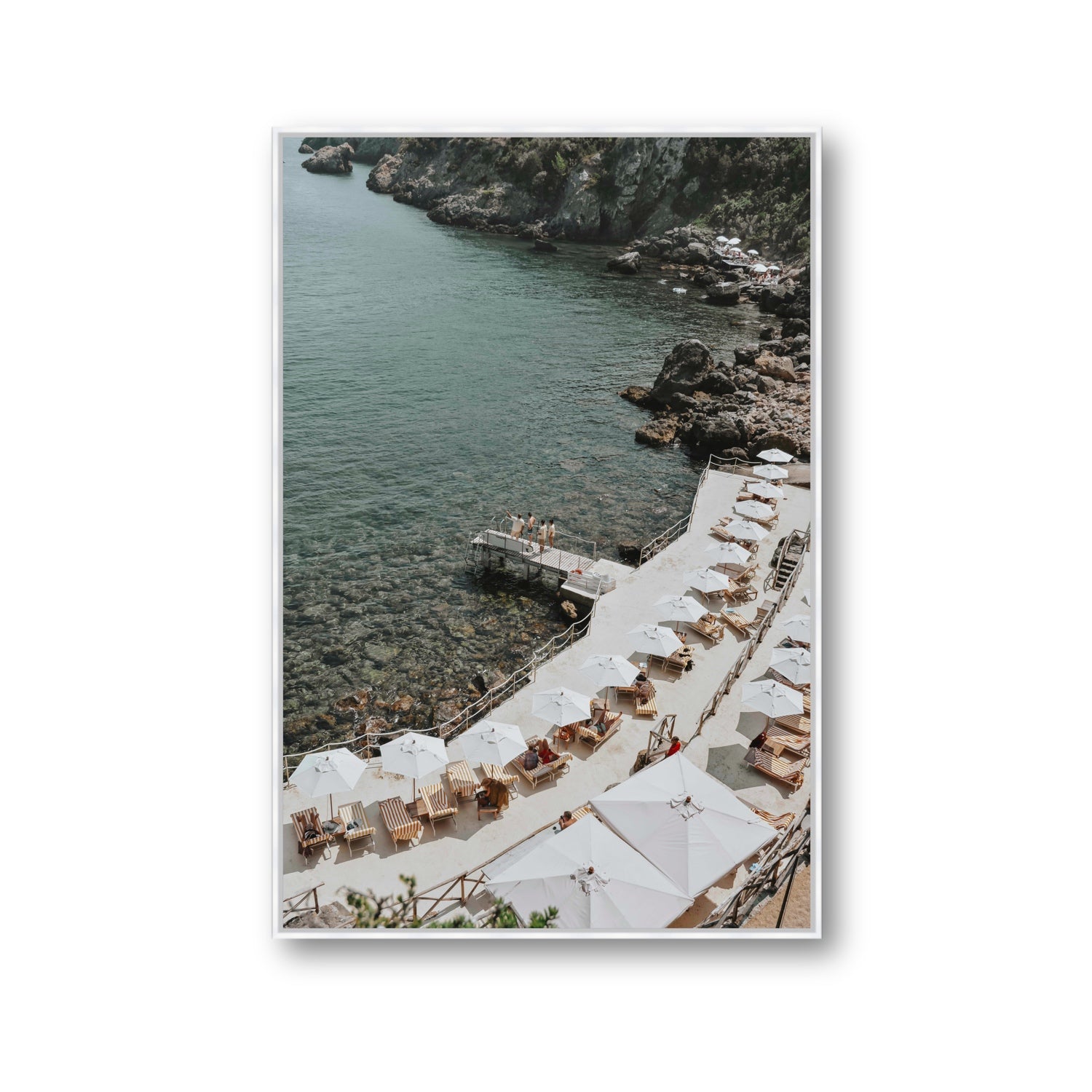 Pier Perspectives Tuscany coastal Italian wall art Gallery fine art canvas in white float frame