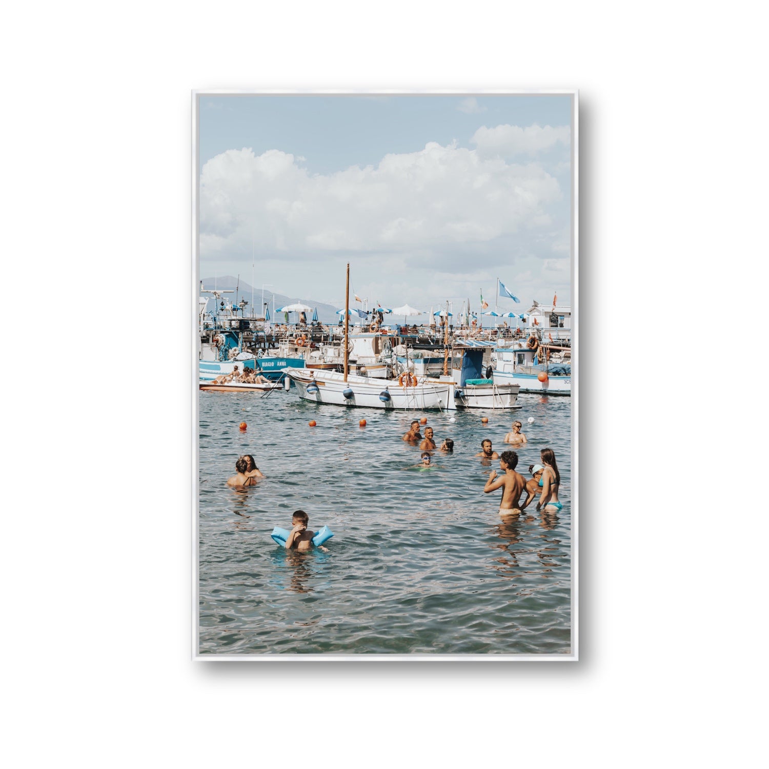 Vacanze Italiane Sorrento Italian coastal wall art Gallery fine art canvas in white float frame