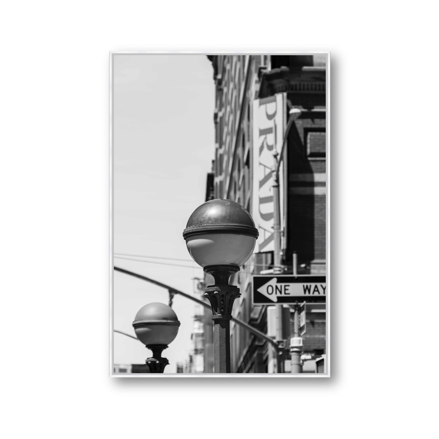 Subway Style New York NYC Black & White wall art Gallery fine art canvas in white float frame