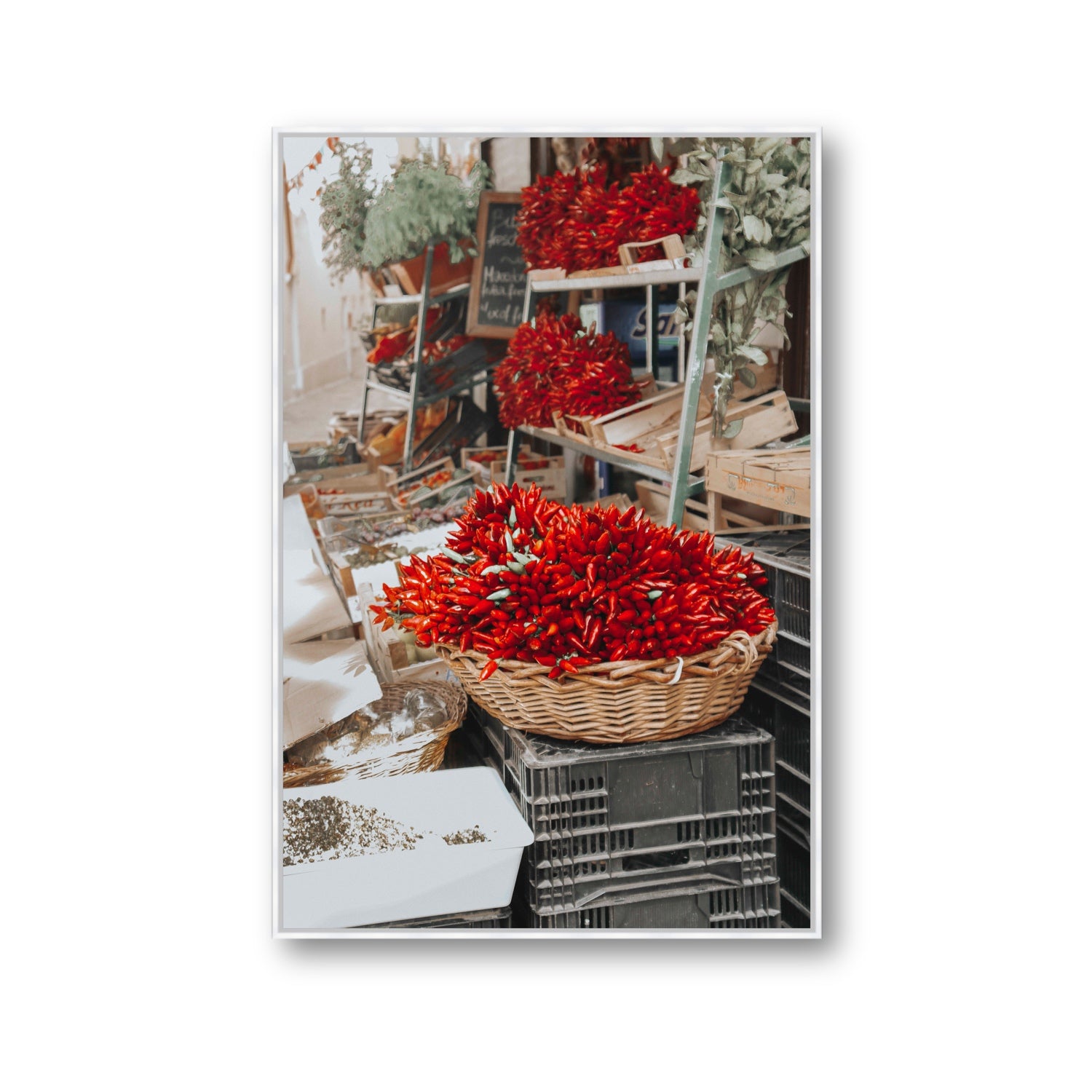 Fiery Cluster Puglia Italian wall art Gallery fine art canvas in white float frame
