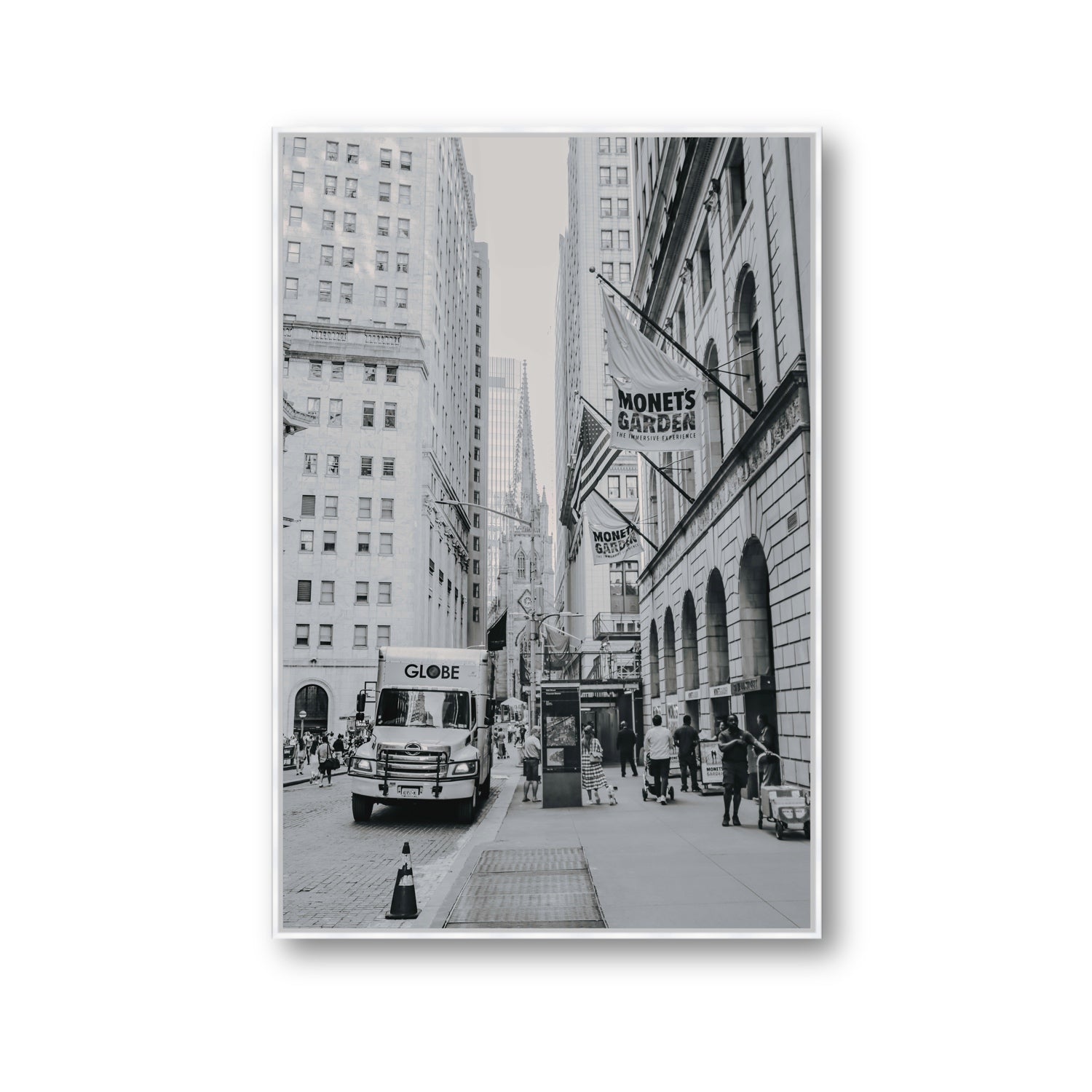 Metropolitan Monotone New York NYC Black & White wall art Gallery fine art canvas in white float frame
