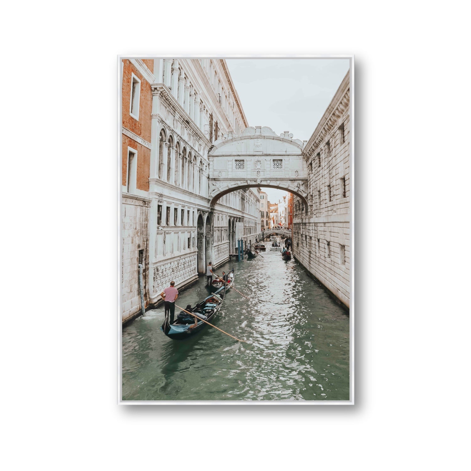 Bridge of Sighs Venice Gondola Italian wall art Gallery fine art canvas in white float frame