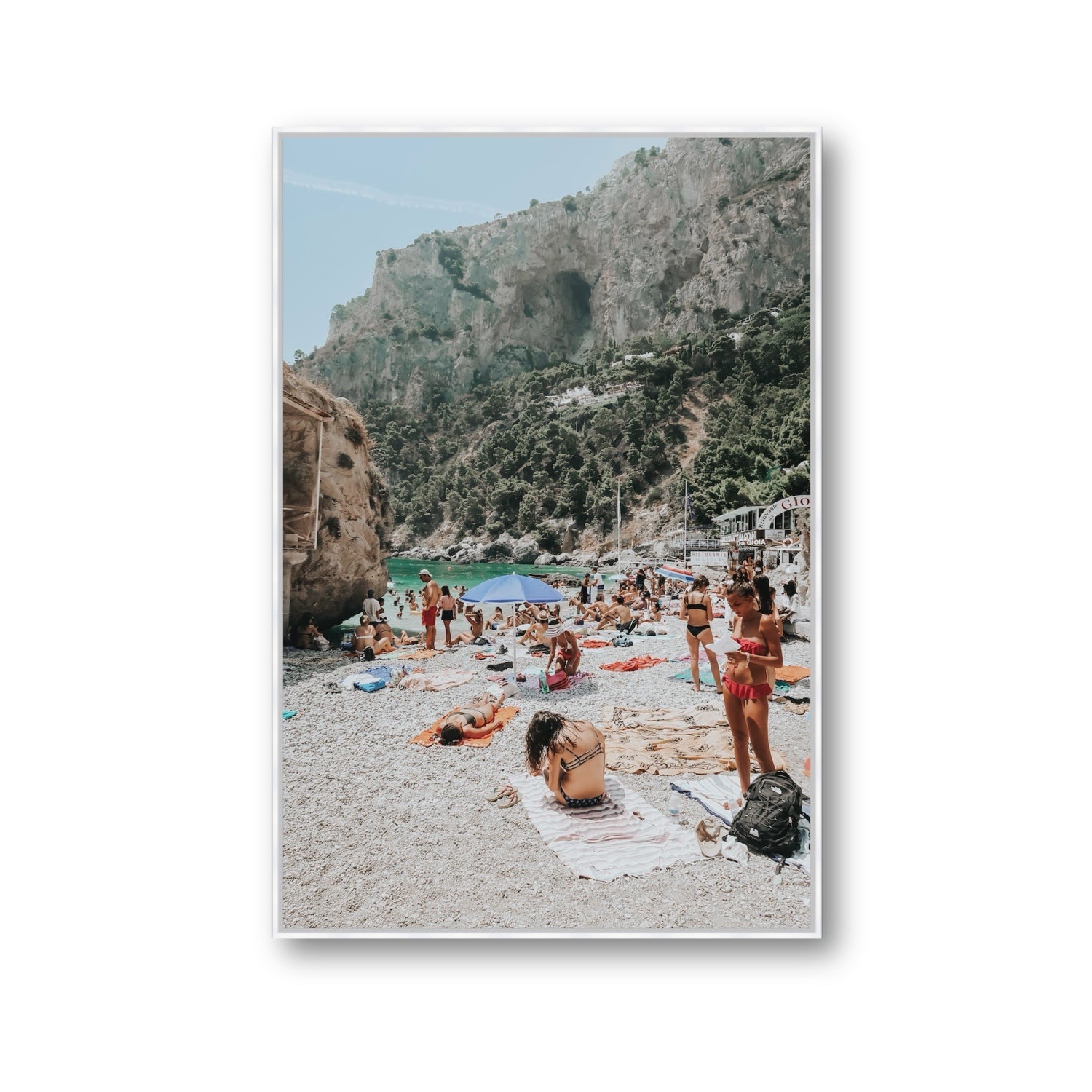 Marina Piccola Capri Mediterranean wall art Gallery fine art canvas in white float frame