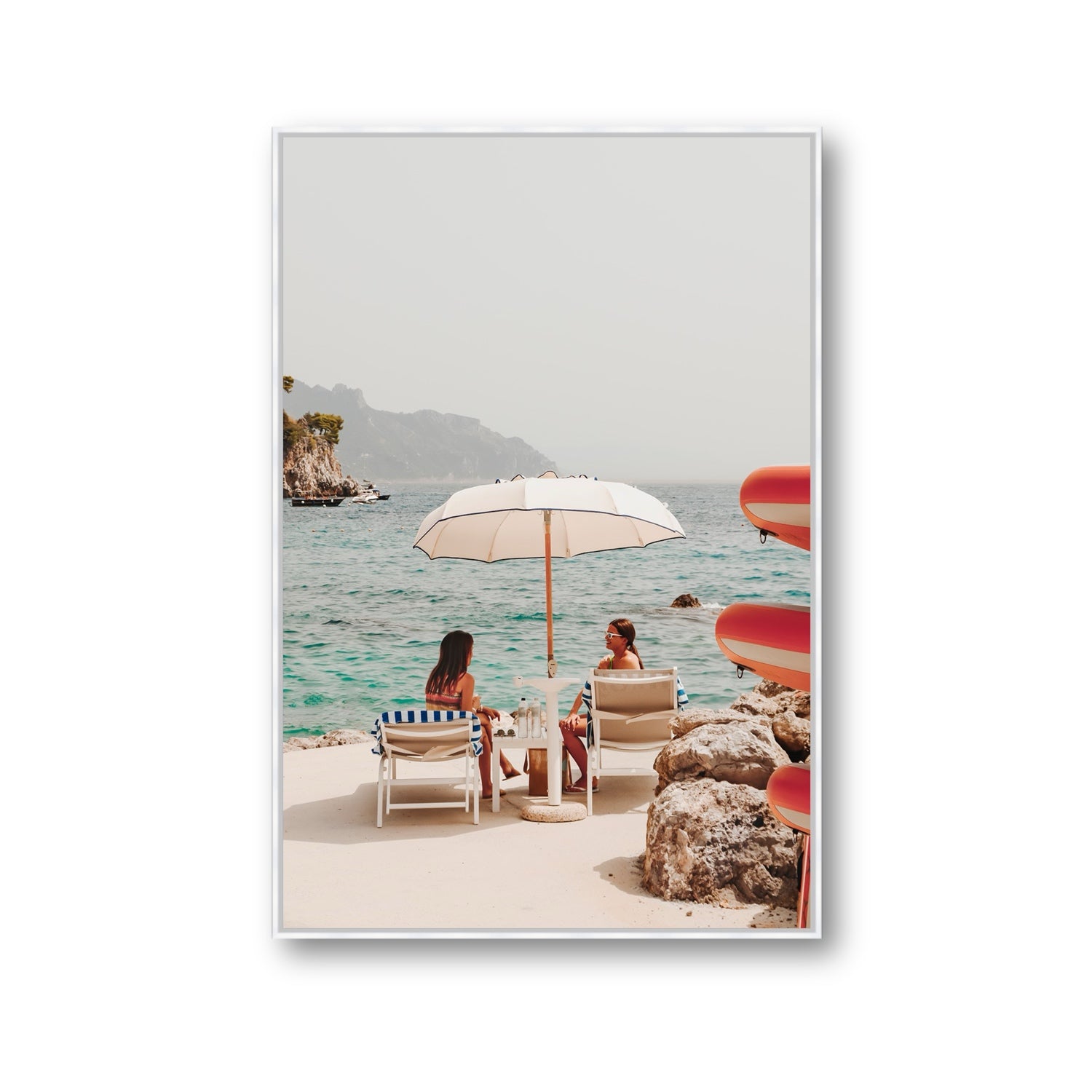 Salty Banter Amalfi Mediterranean wall art Gallery fine art canvas in white float frame