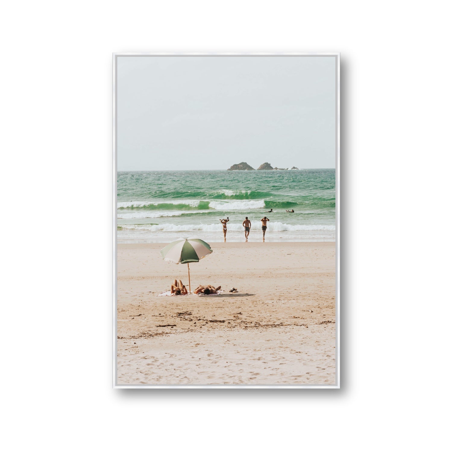 Escape The Ordinary Byron Bay coastal decor wall art Gallery fine art canvas in white float frame
