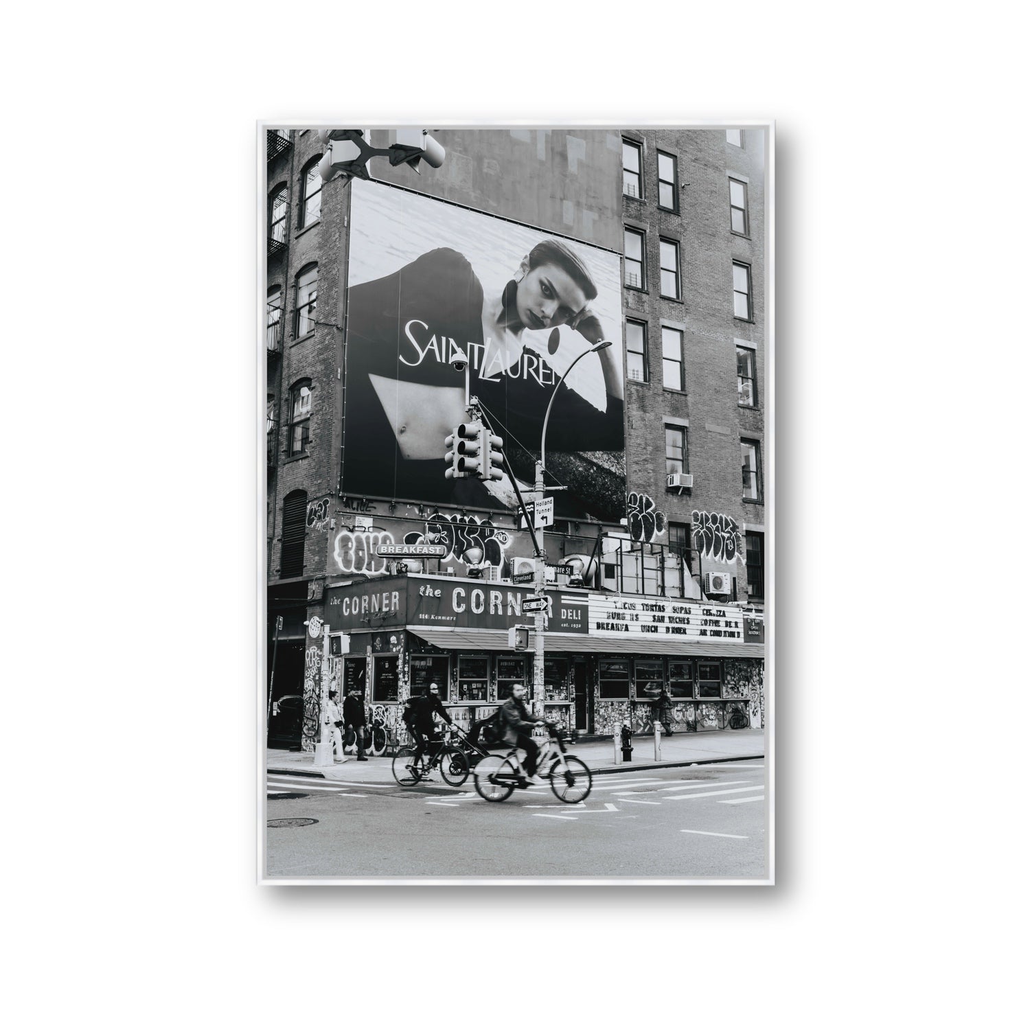 Runway To Rooftops New York NYC Black & White wall art Gallery fine art canvas in white float frame