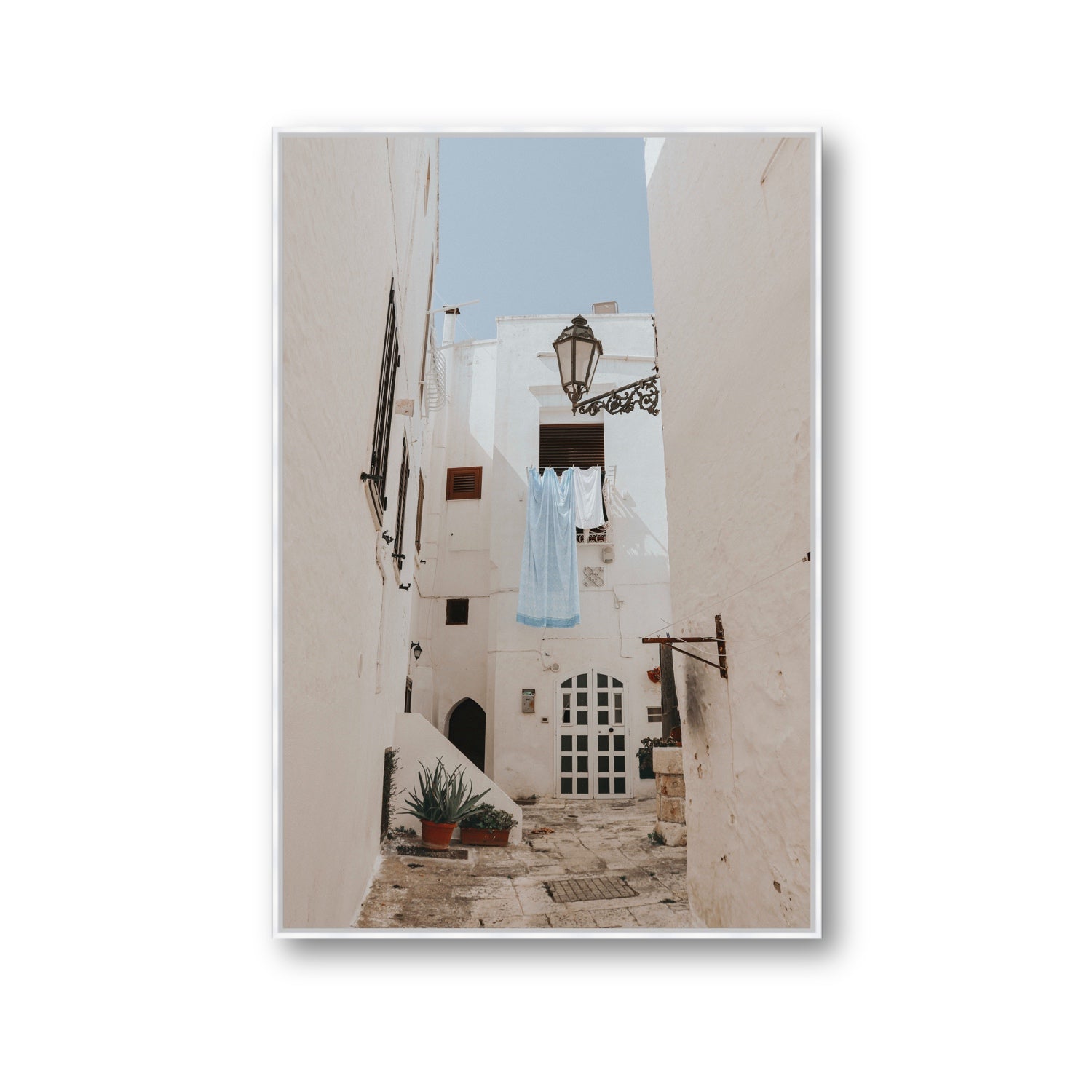 Laundry Day fine art print, Puglia, Italy, Gallery, White Float Frame, Fine Art Canvas