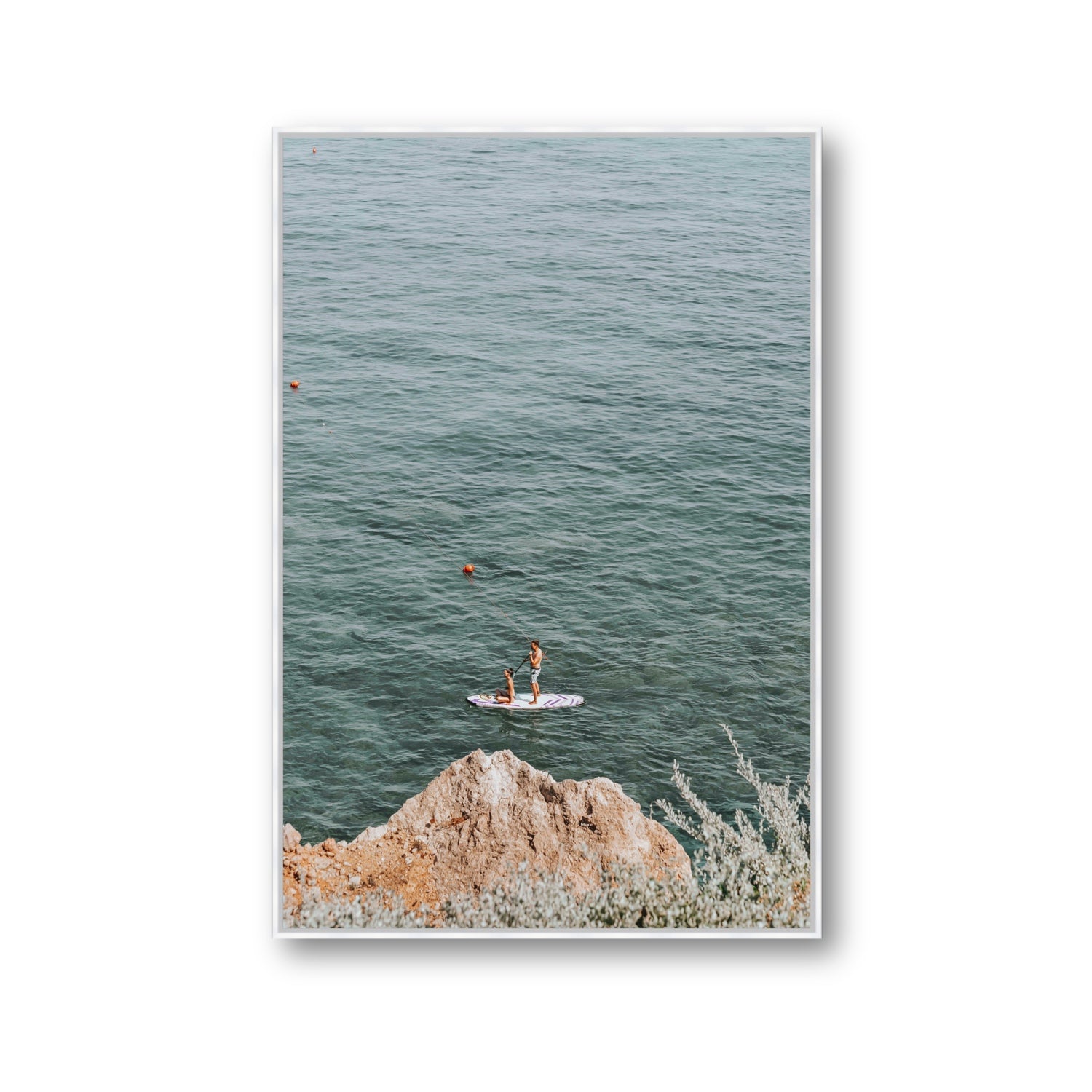 Into The Vibe Without Getting Wet Tuscany coastal wall art Gallery fine art canvas in white float frame