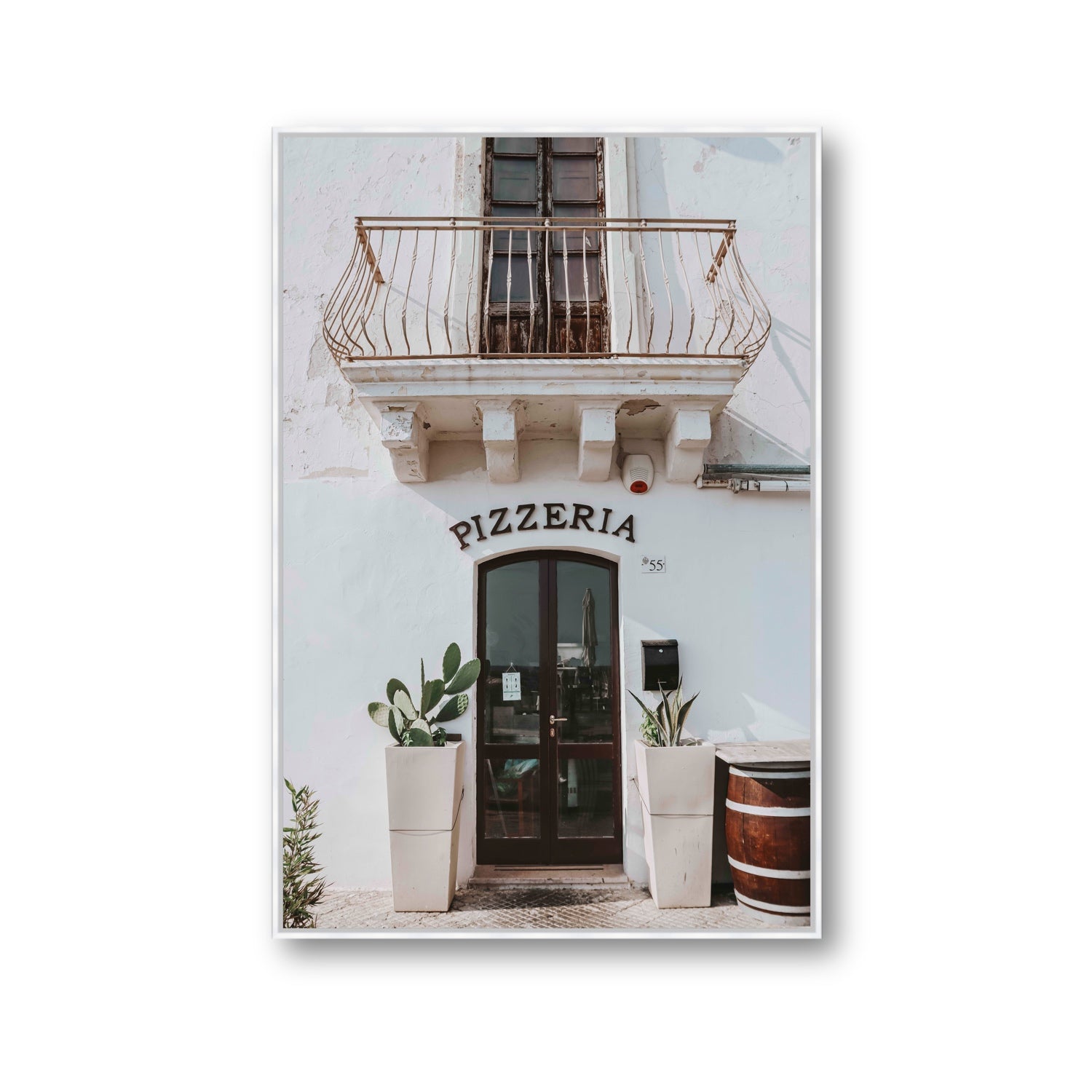 Pizzeria Puglia Italian wall art Gallery fine art canvas in white float frame